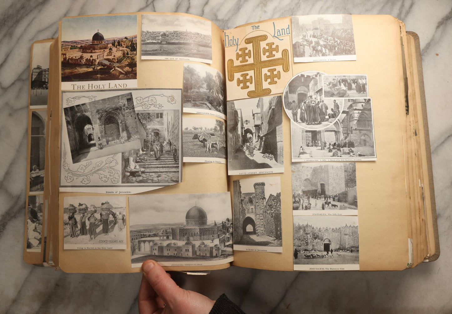 Lot 097 - Antique Scrapbook With Mediterranean, Holy Lands, Egypt, And Algeria Travel Ephemera And Homemade Herbarium Pages, Circa 1911-1912, Note Many Pressed Samples Detached And Broken