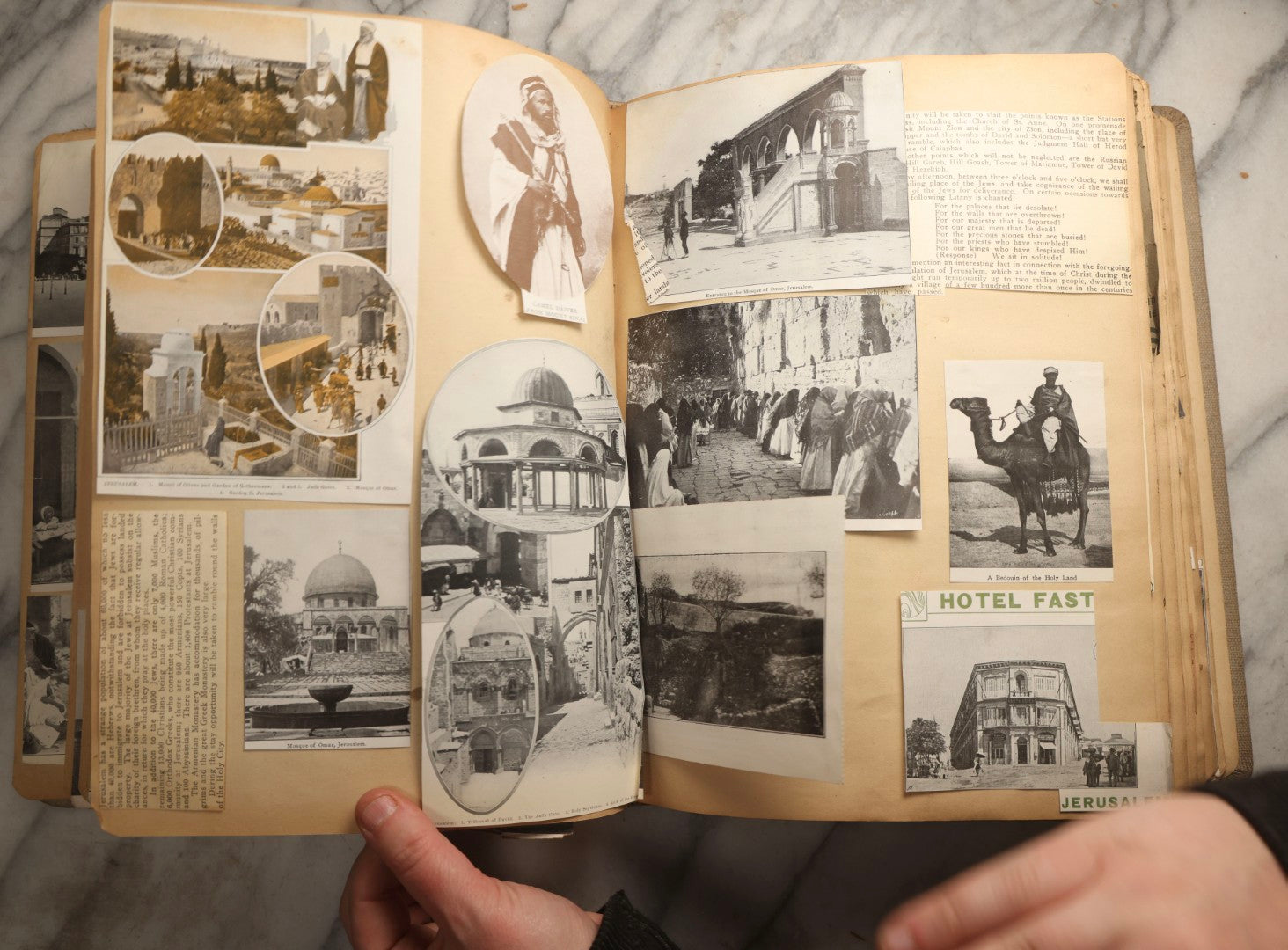 Lot 097 - Antique Scrapbook With Mediterranean, Holy Lands, Egypt, And Algeria Travel Ephemera And Homemade Herbarium Pages, Circa 1911-1912, Note Many Pressed Samples Detached And Broken