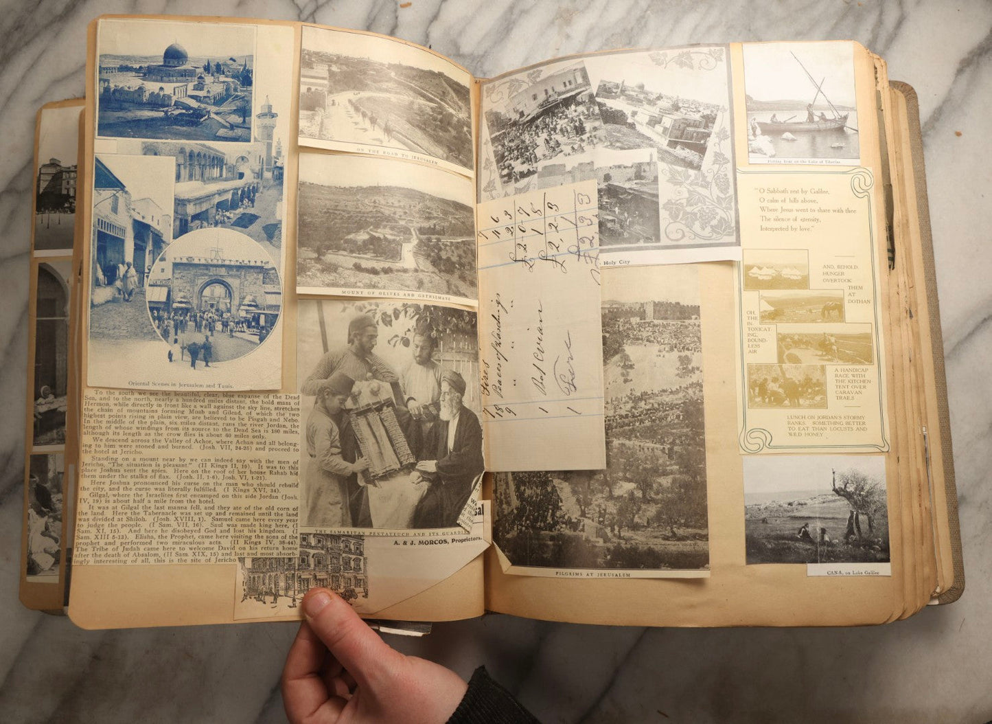 Lot 097 - Antique Scrapbook With Mediterranean, Holy Lands, Egypt, And Algeria Travel Ephemera And Homemade Herbarium Pages, Circa 1911-1912, Note Many Pressed Samples Detached And Broken