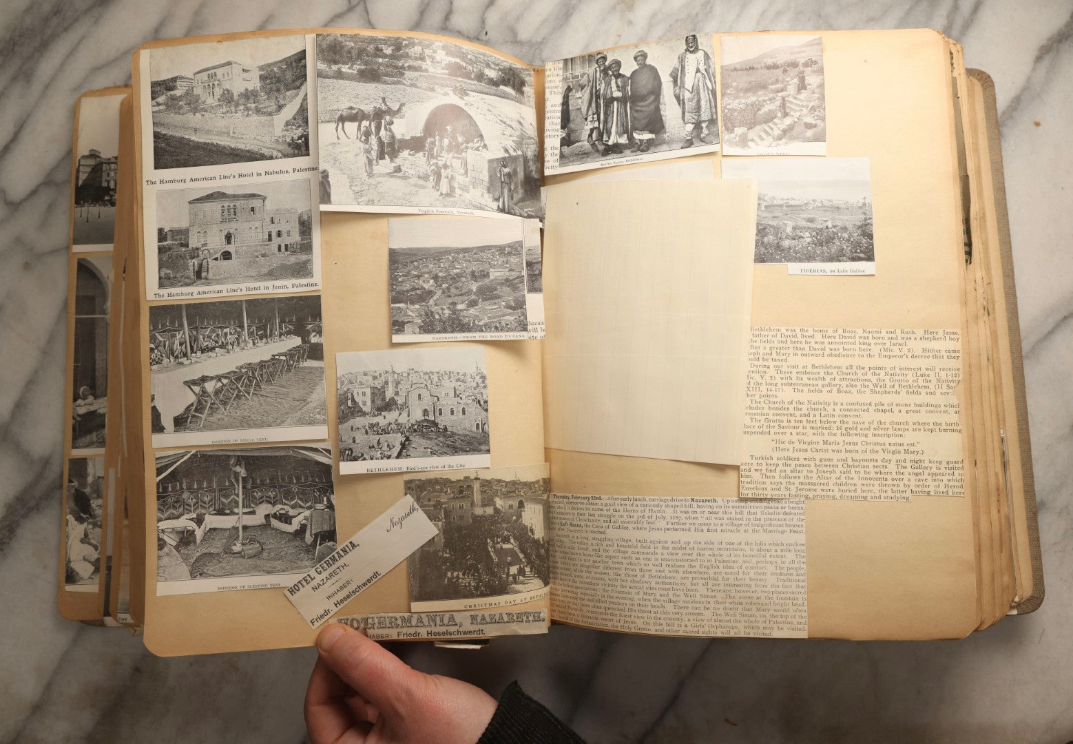 Lot 097 - Antique Scrapbook With Mediterranean, Holy Lands, Egypt, And Algeria Travel Ephemera And Homemade Herbarium Pages, Circa 1911-1912, Note Many Pressed Samples Detached And Broken