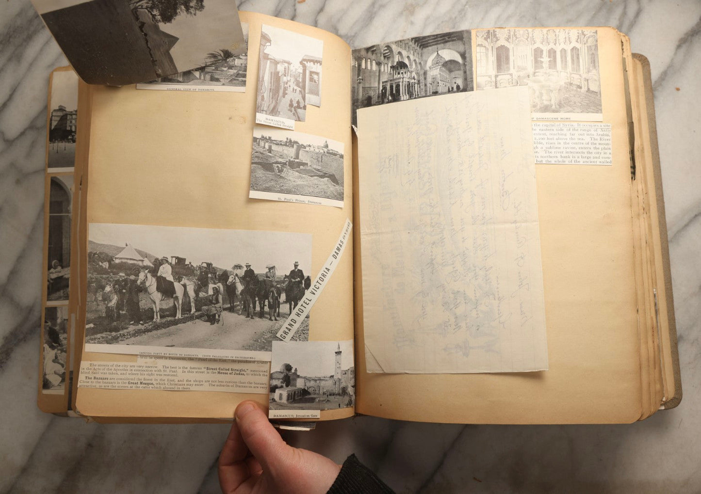 Lot 097 - Antique Scrapbook With Mediterranean, Holy Lands, Egypt, And Algeria Travel Ephemera And Homemade Herbarium Pages, Circa 1911-1912, Note Many Pressed Samples Detached And Broken