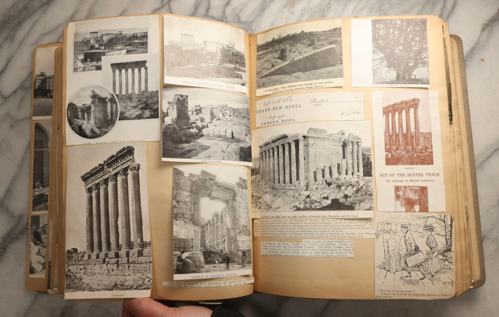 Lot 097 - Antique Scrapbook With Mediterranean, Holy Lands, Egypt, And Algeria Travel Ephemera And Homemade Herbarium Pages, Circa 1911-1912, Note Many Pressed Samples Detached And Broken