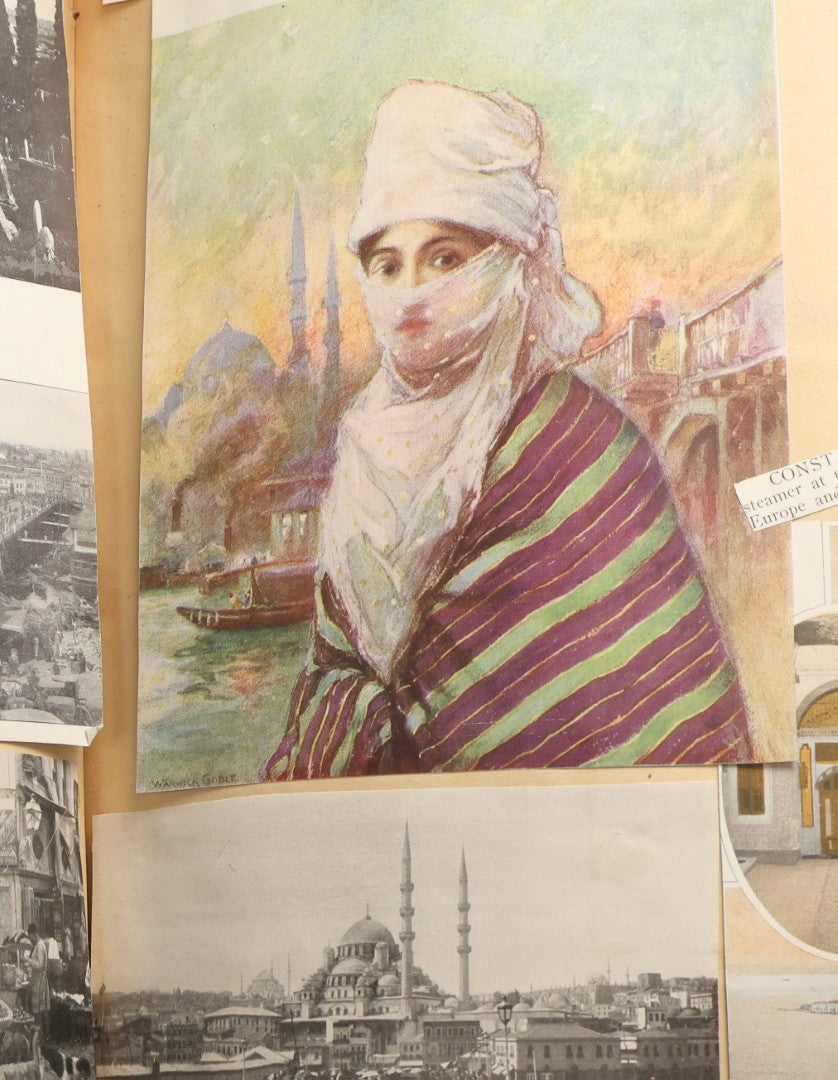 Lot 097 - Antique Scrapbook With Mediterranean, Holy Lands, Egypt, And Algeria Travel Ephemera And Homemade Herbarium Pages, Circa 1911-1912, Note Many Pressed Samples Detached And Broken