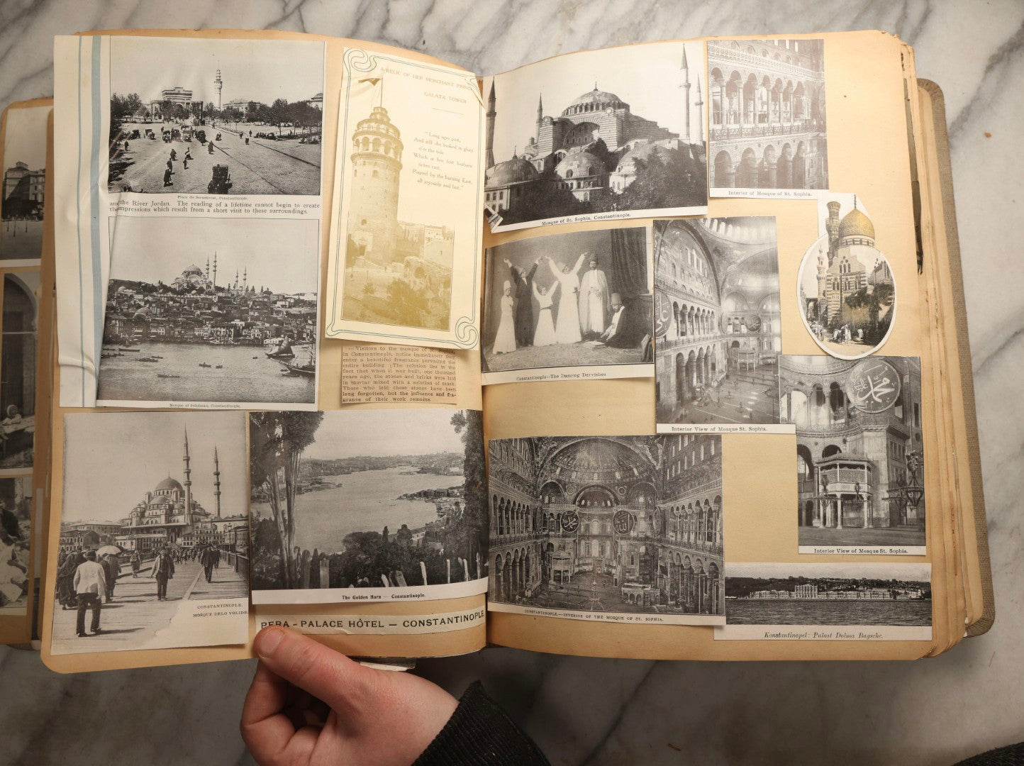 Lot 097 - Antique Scrapbook With Mediterranean, Holy Lands, Egypt, And Algeria Travel Ephemera And Homemade Herbarium Pages, Circa 1911-1912, Note Many Pressed Samples Detached And Broken