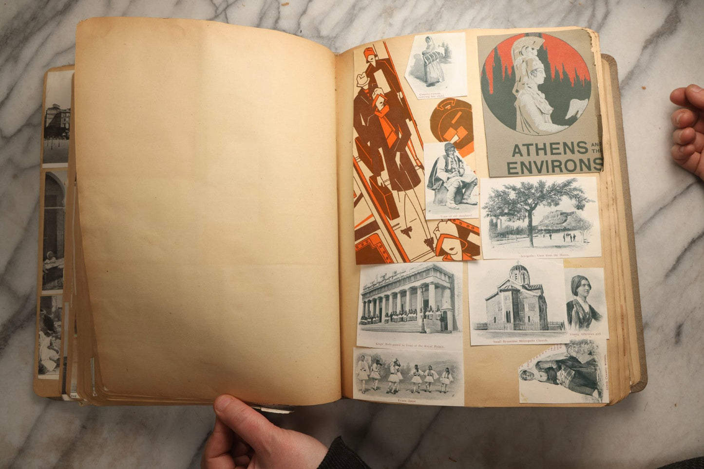 Lot 097 - Antique Scrapbook With Mediterranean, Holy Lands, Egypt, And Algeria Travel Ephemera And Homemade Herbarium Pages, Circa 1911-1912, Note Many Pressed Samples Detached And Broken