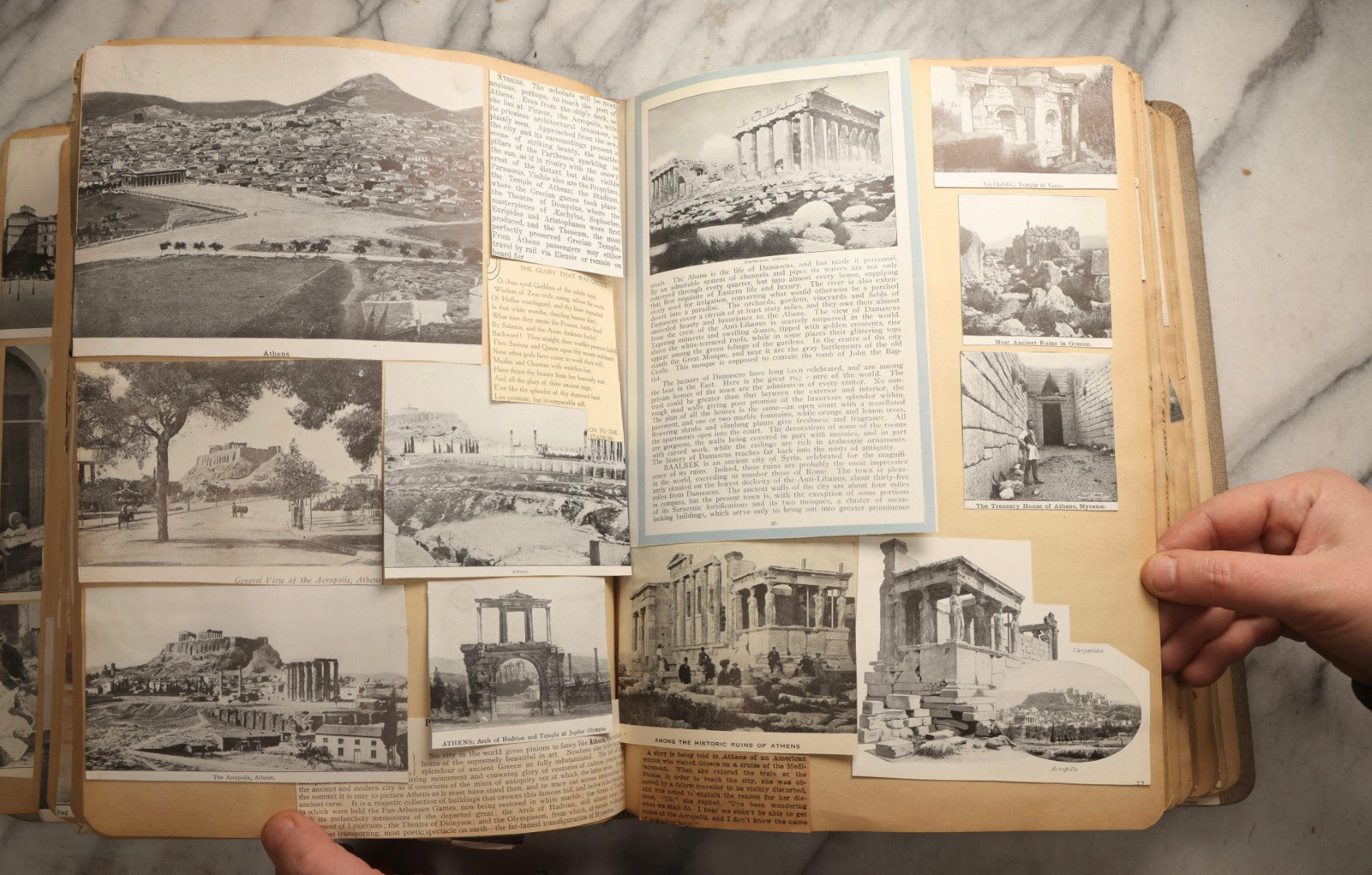 Lot 097 - Antique Scrapbook With Mediterranean, Holy Lands, Egypt, And Algeria Travel Ephemera And Homemade Herbarium Pages, Circa 1911-1912, Note Many Pressed Samples Detached And Broken