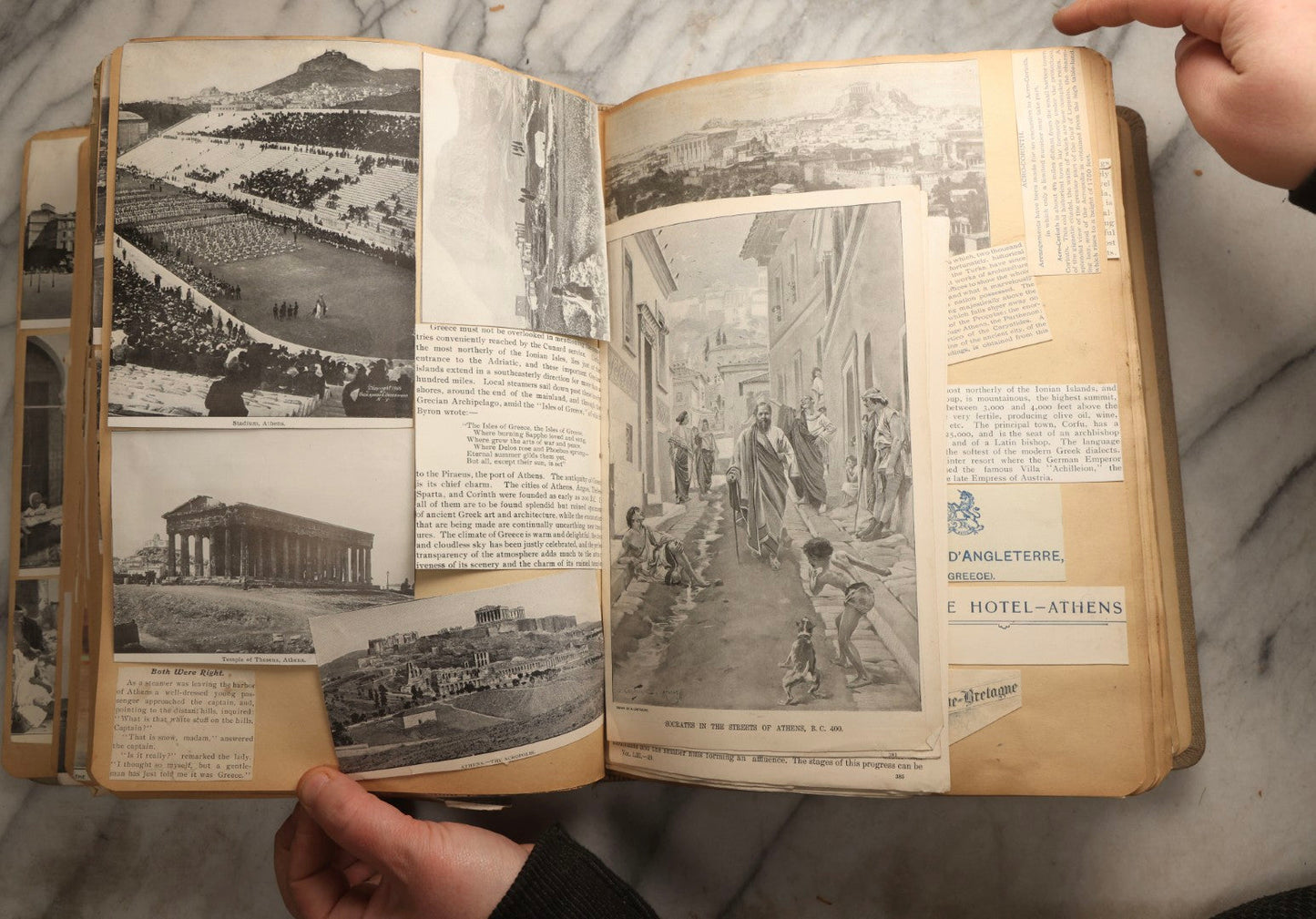 Lot 097 - Antique Scrapbook With Mediterranean, Holy Lands, Egypt, And Algeria Travel Ephemera And Homemade Herbarium Pages, Circa 1911-1912, Note Many Pressed Samples Detached And Broken