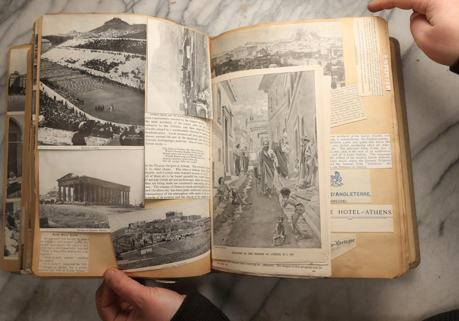 Lot 097 - Antique Scrapbook With Mediterranean, Holy Lands, Egypt, And Algeria Travel Ephemera And Homemade Herbarium Pages, Circa 1911-1912, Note Many Pressed Samples Detached And Broken