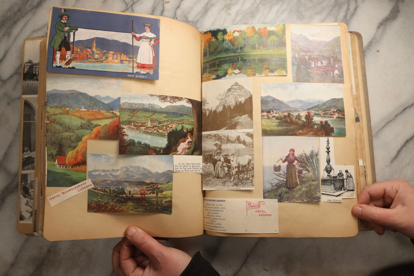 Lot 097 - Antique Scrapbook With Mediterranean, Holy Lands, Egypt, And Algeria Travel Ephemera And Homemade Herbarium Pages, Circa 1911-1912, Note Many Pressed Samples Detached And Broken