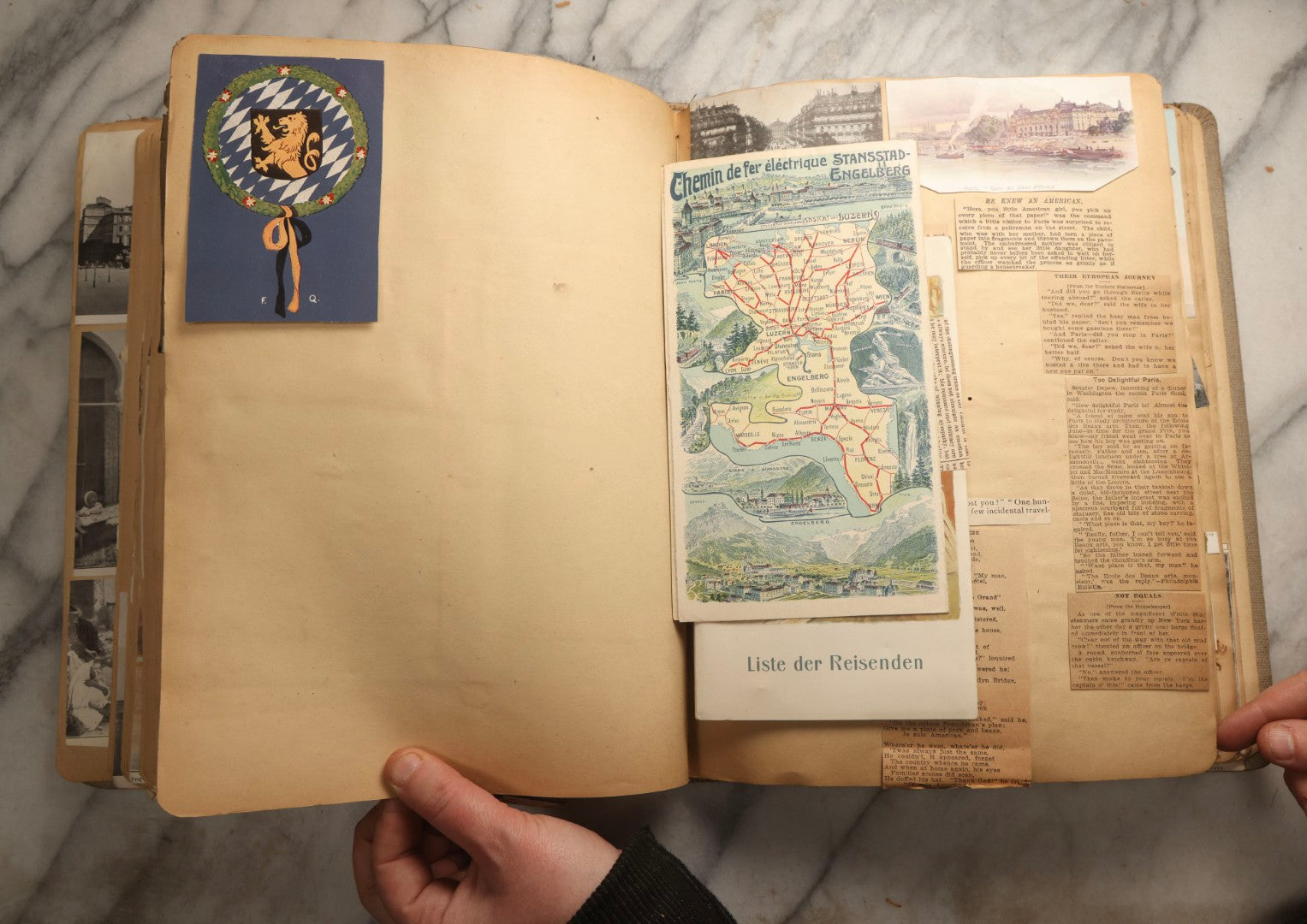 Lot 097 - Antique Scrapbook With Mediterranean, Holy Lands, Egypt, And Algeria Travel Ephemera And Homemade Herbarium Pages, Circa 1911-1912, Note Many Pressed Samples Detached And Broken