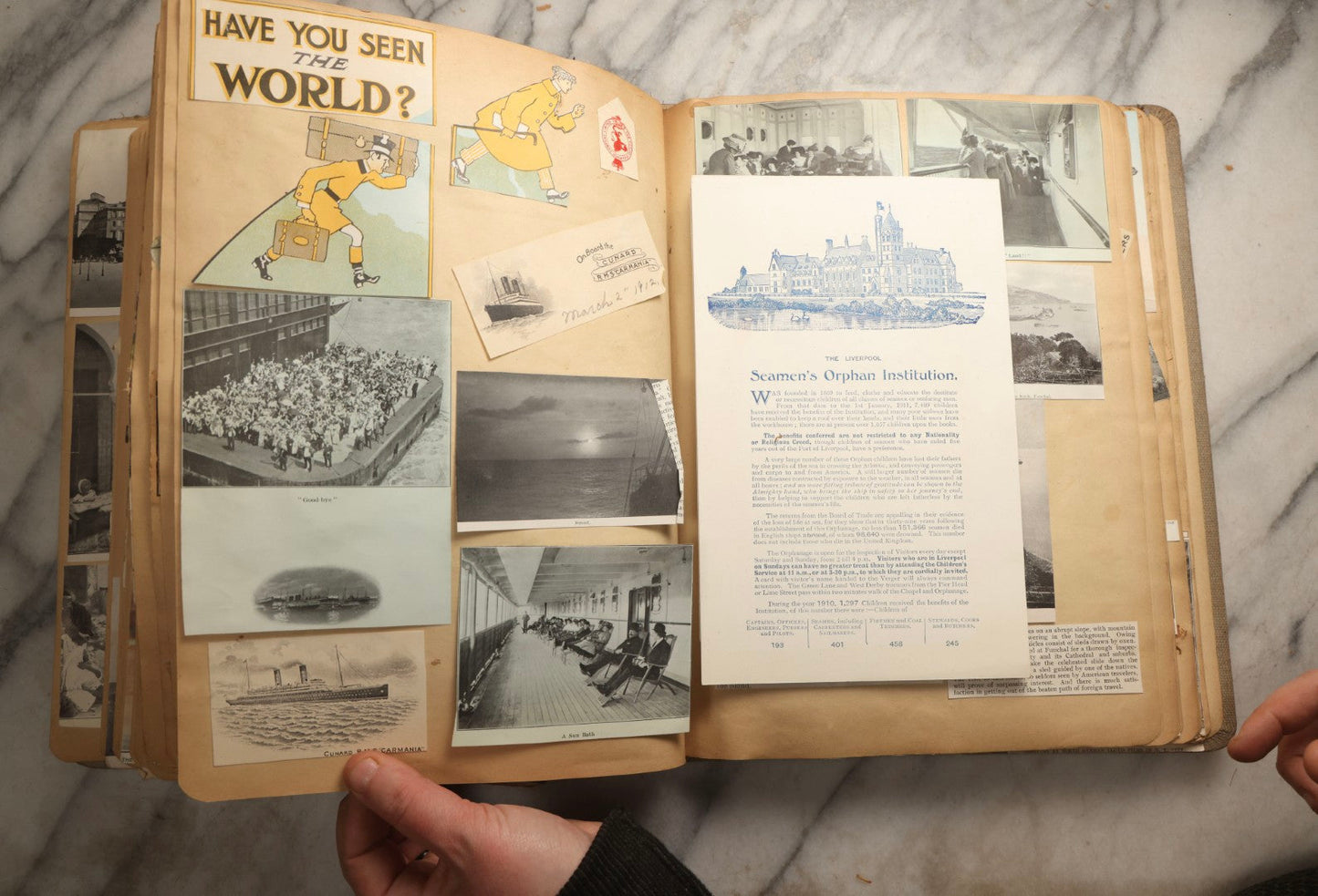 Lot 097 - Antique Scrapbook With Mediterranean, Holy Lands, Egypt, And Algeria Travel Ephemera And Homemade Herbarium Pages, Circa 1911-1912, Note Many Pressed Samples Detached And Broken