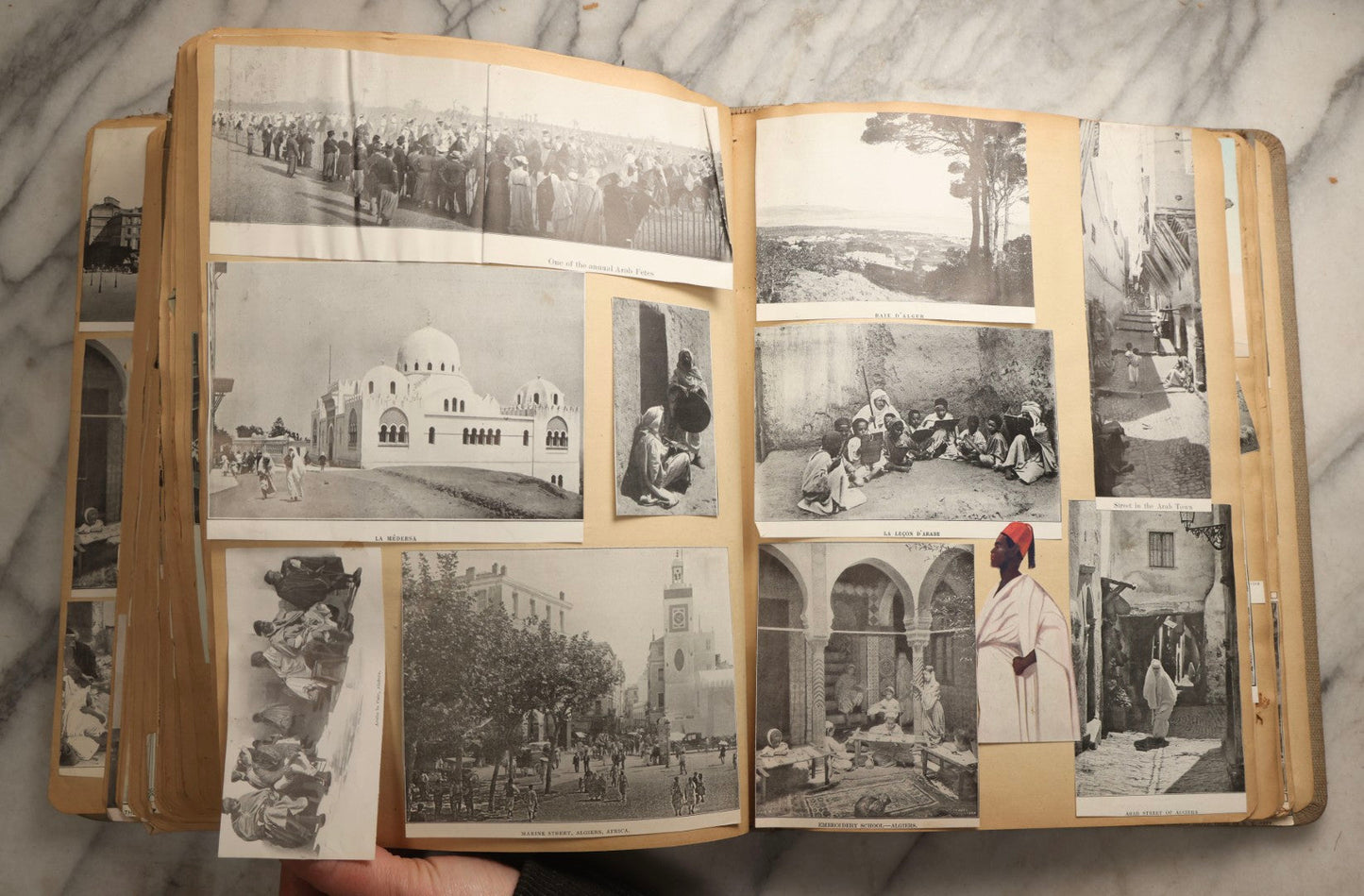 Lot 097 - Antique Scrapbook With Mediterranean, Holy Lands, Egypt, And Algeria Travel Ephemera And Homemade Herbarium Pages, Circa 1911-1912, Note Many Pressed Samples Detached And Broken