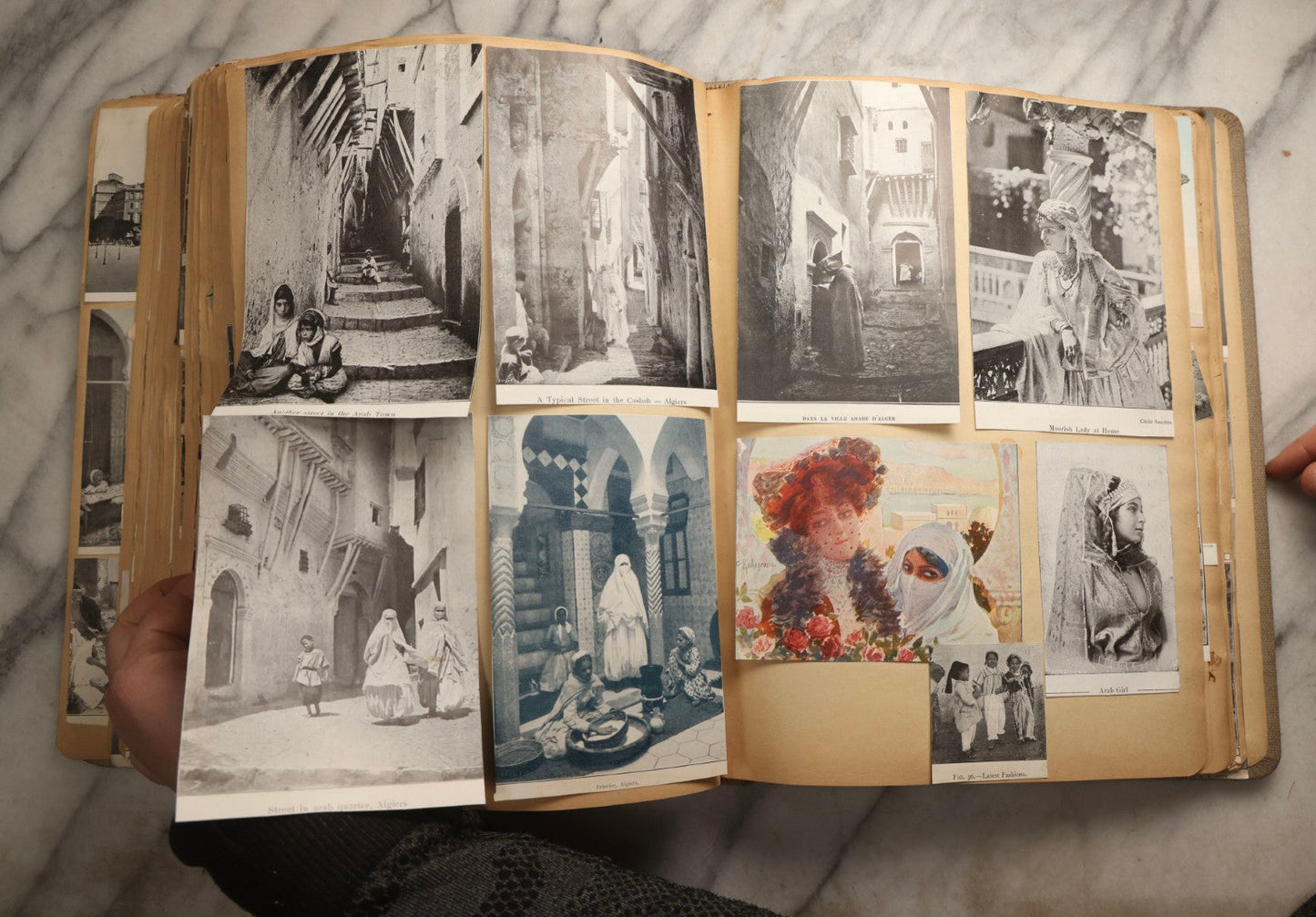 Lot 097 - Antique Scrapbook With Mediterranean, Holy Lands, Egypt, And Algeria Travel Ephemera And Homemade Herbarium Pages, Circa 1911-1912, Note Many Pressed Samples Detached And Broken