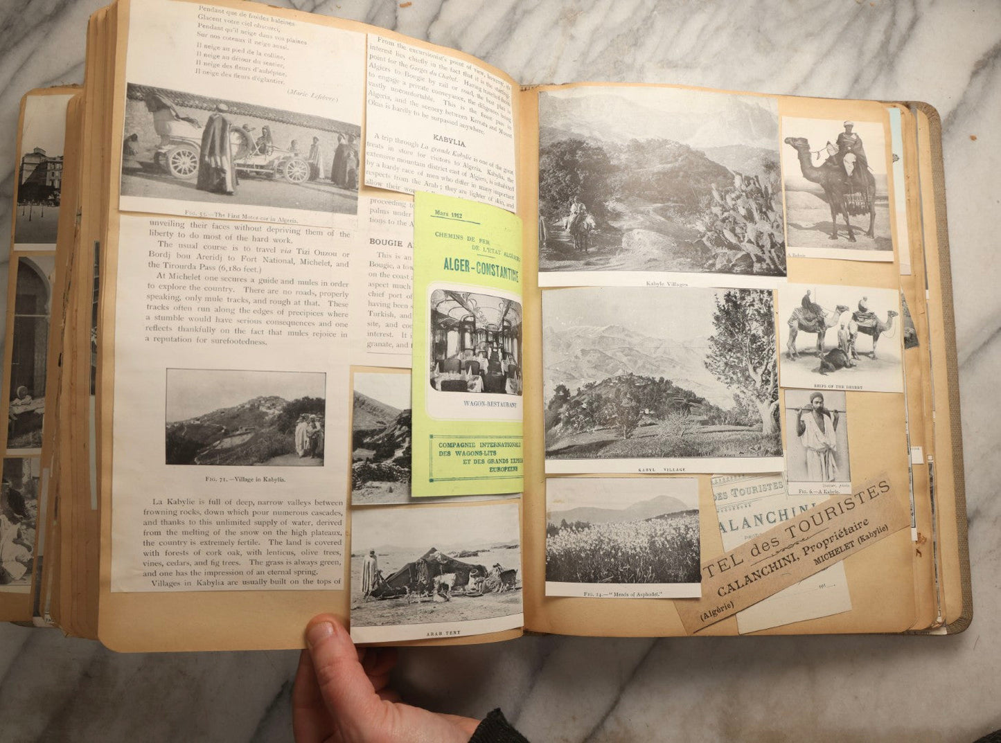 Lot 097 - Antique Scrapbook With Mediterranean, Holy Lands, Egypt, And Algeria Travel Ephemera And Homemade Herbarium Pages, Circa 1911-1912, Note Many Pressed Samples Detached And Broken