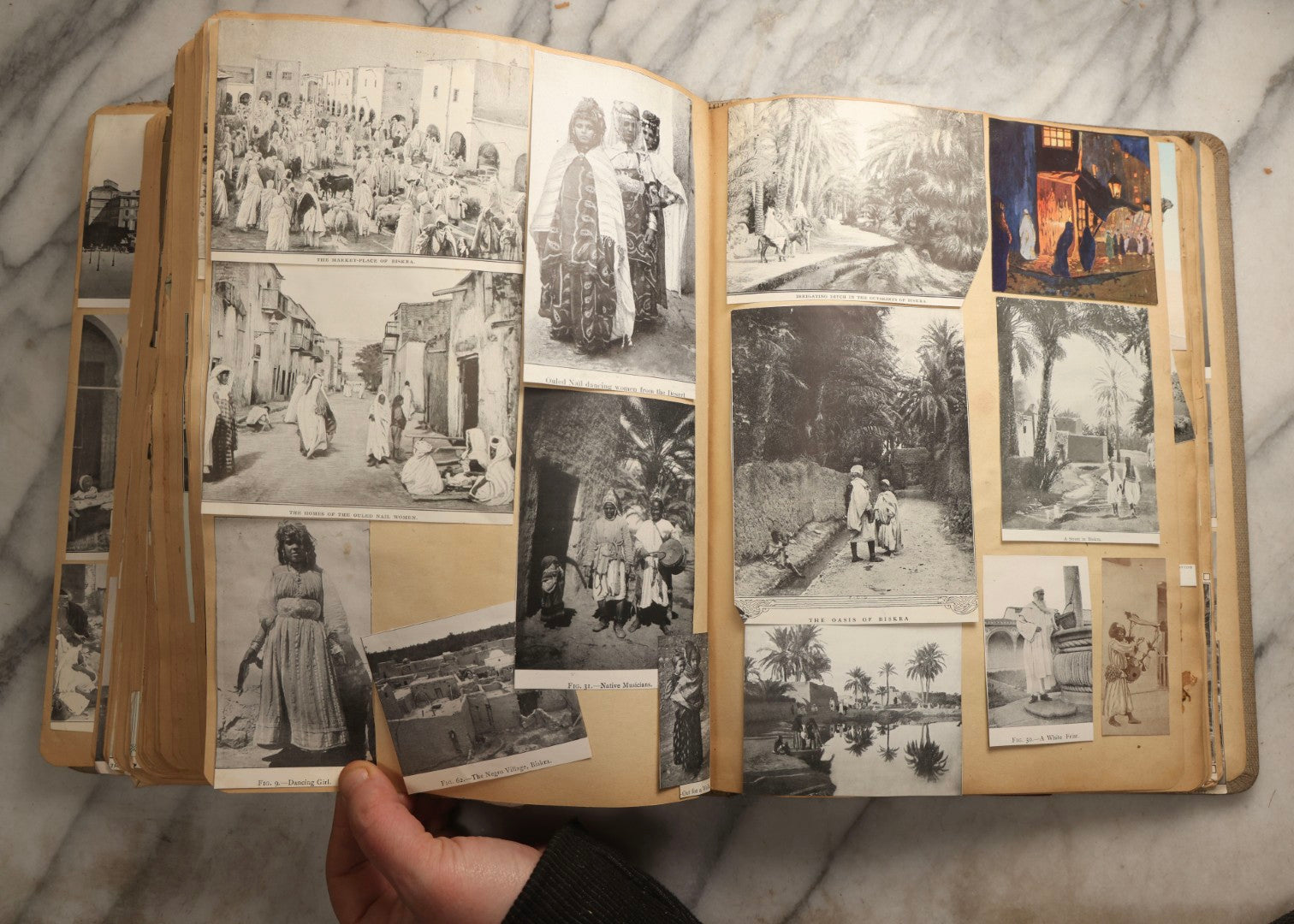 Lot 097 - Antique Scrapbook With Mediterranean, Holy Lands, Egypt, And Algeria Travel Ephemera And Homemade Herbarium Pages, Circa 1911-1912, Note Many Pressed Samples Detached And Broken