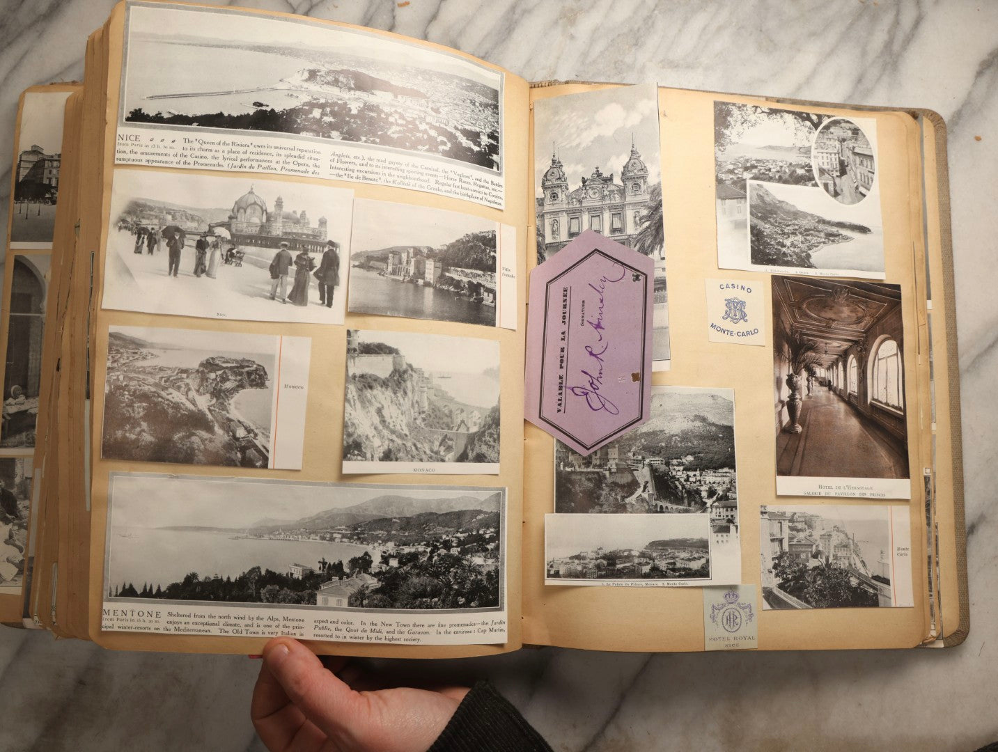 Lot 097 - Antique Scrapbook With Mediterranean, Holy Lands, Egypt, And Algeria Travel Ephemera And Homemade Herbarium Pages, Circa 1911-1912, Note Many Pressed Samples Detached And Broken