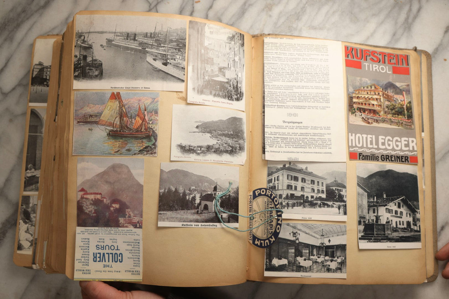 Lot 097 - Antique Scrapbook With Mediterranean, Holy Lands, Egypt, And Algeria Travel Ephemera And Homemade Herbarium Pages, Circa 1911-1912, Note Many Pressed Samples Detached And Broken