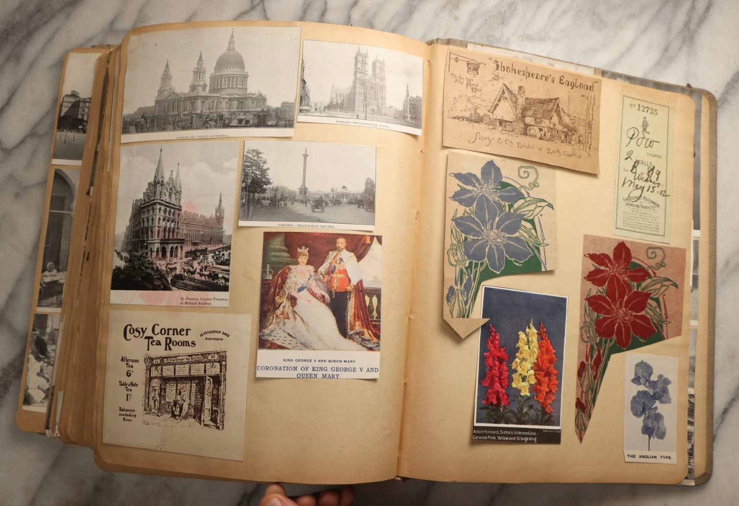 Lot 097 - Antique Scrapbook With Mediterranean, Holy Lands, Egypt, And Algeria Travel Ephemera And Homemade Herbarium Pages, Circa 1911-1912, Note Many Pressed Samples Detached And Broken