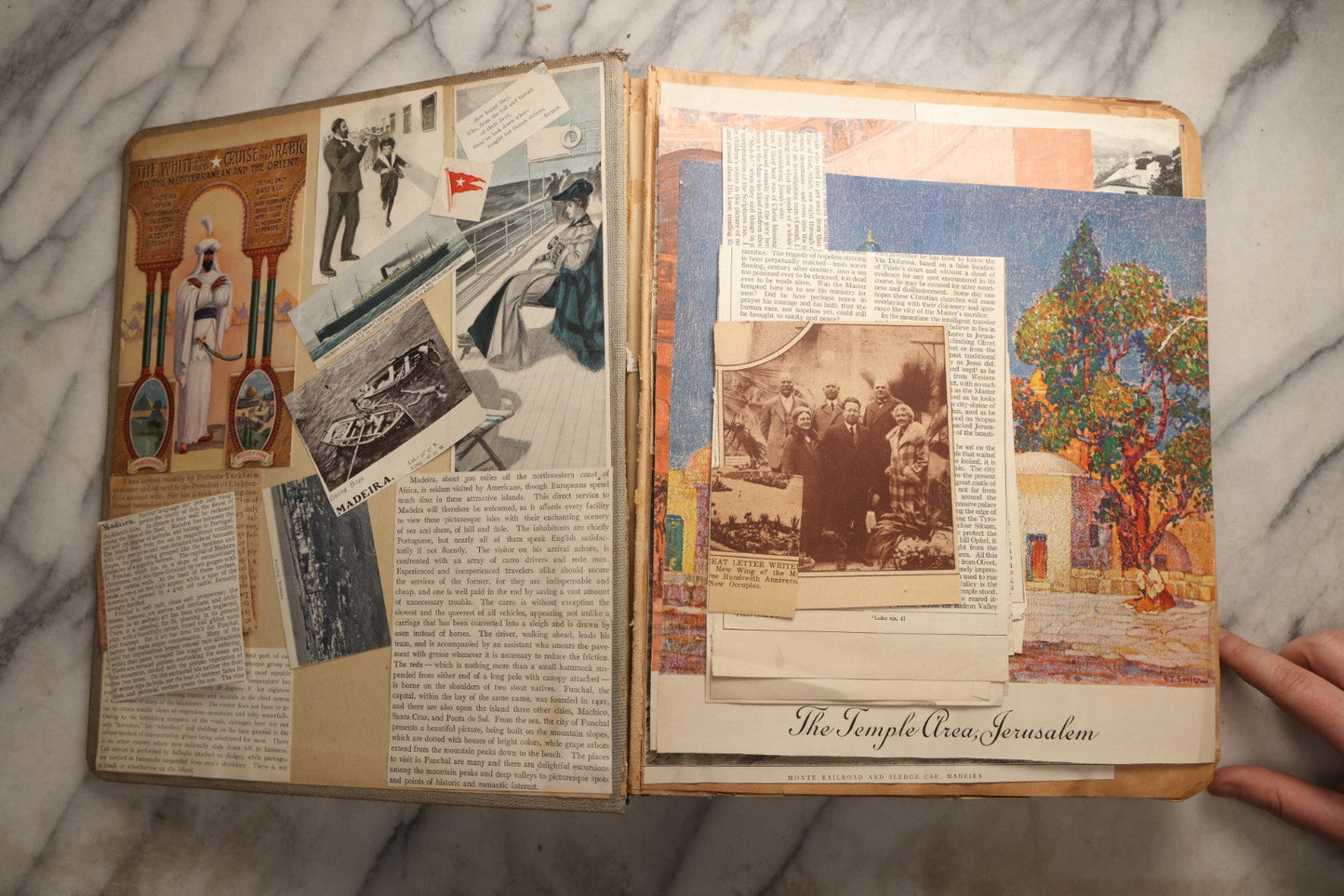Lot 098 - Antique Scrapbook With Spain, Algeria, Greece, Syria, Italy, And Switzerland Travel Ephemera, Pressed Flowers And Botanical Specimens Throughout, Circa 1911