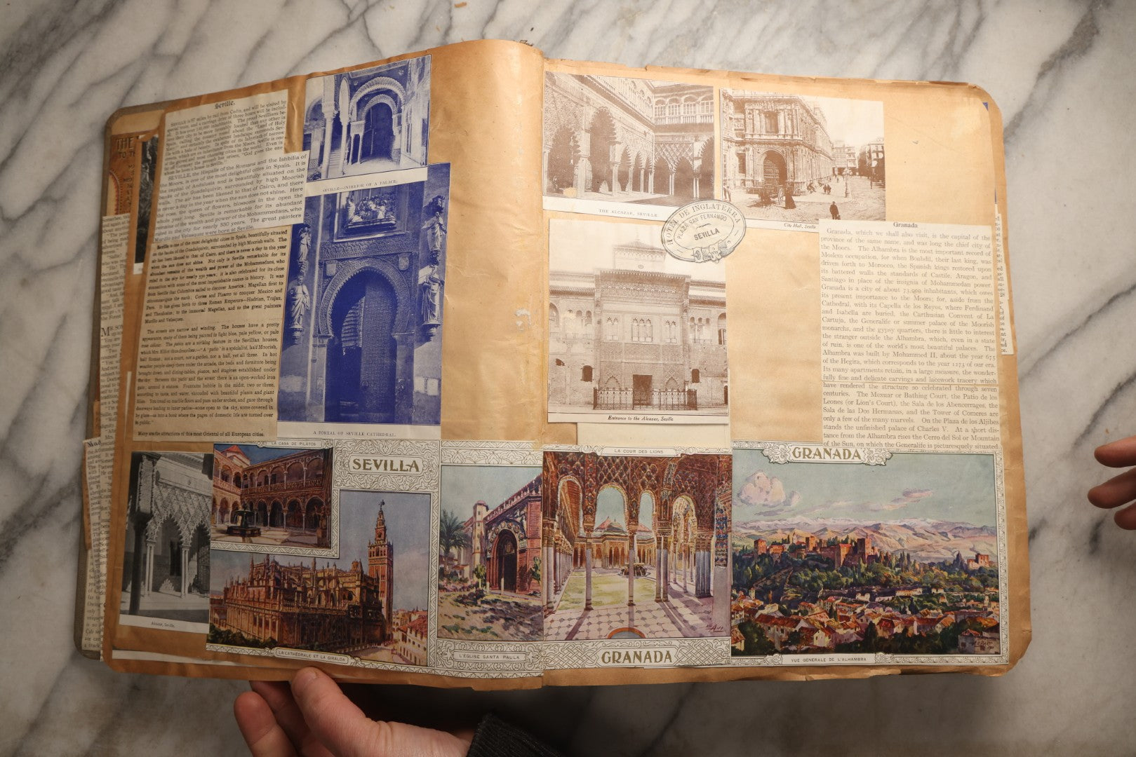 Lot 098 - Antique Scrapbook With Spain, Algeria, Greece, Syria, Italy, And Switzerland Travel Ephemera, Pressed Flowers And Botanical Specimens Throughout, Circa 1911