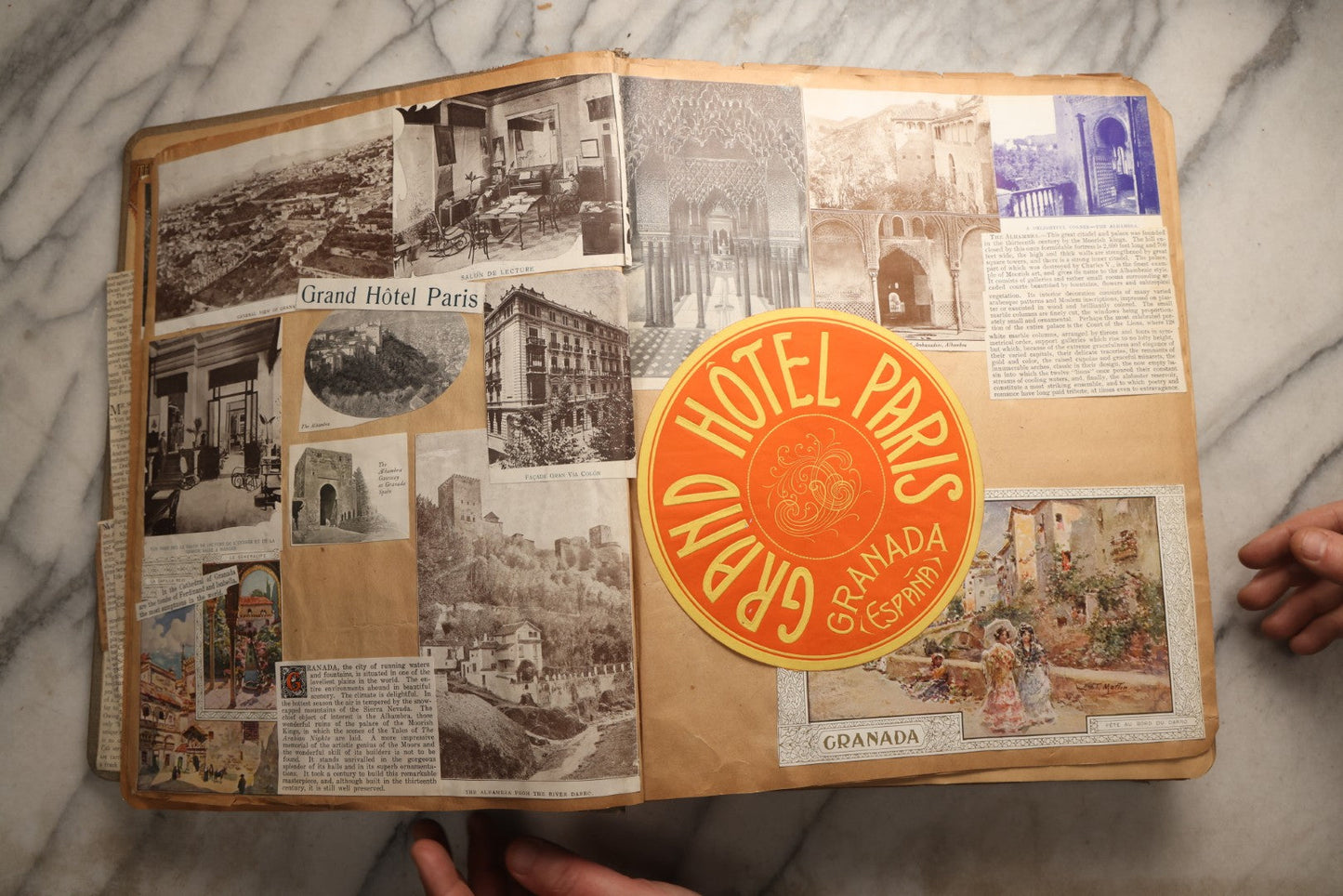 Lot 098 - Antique Scrapbook With Spain, Algeria, Greece, Syria, Italy, And Switzerland Travel Ephemera, Pressed Flowers And Botanical Specimens Throughout, Circa 1911