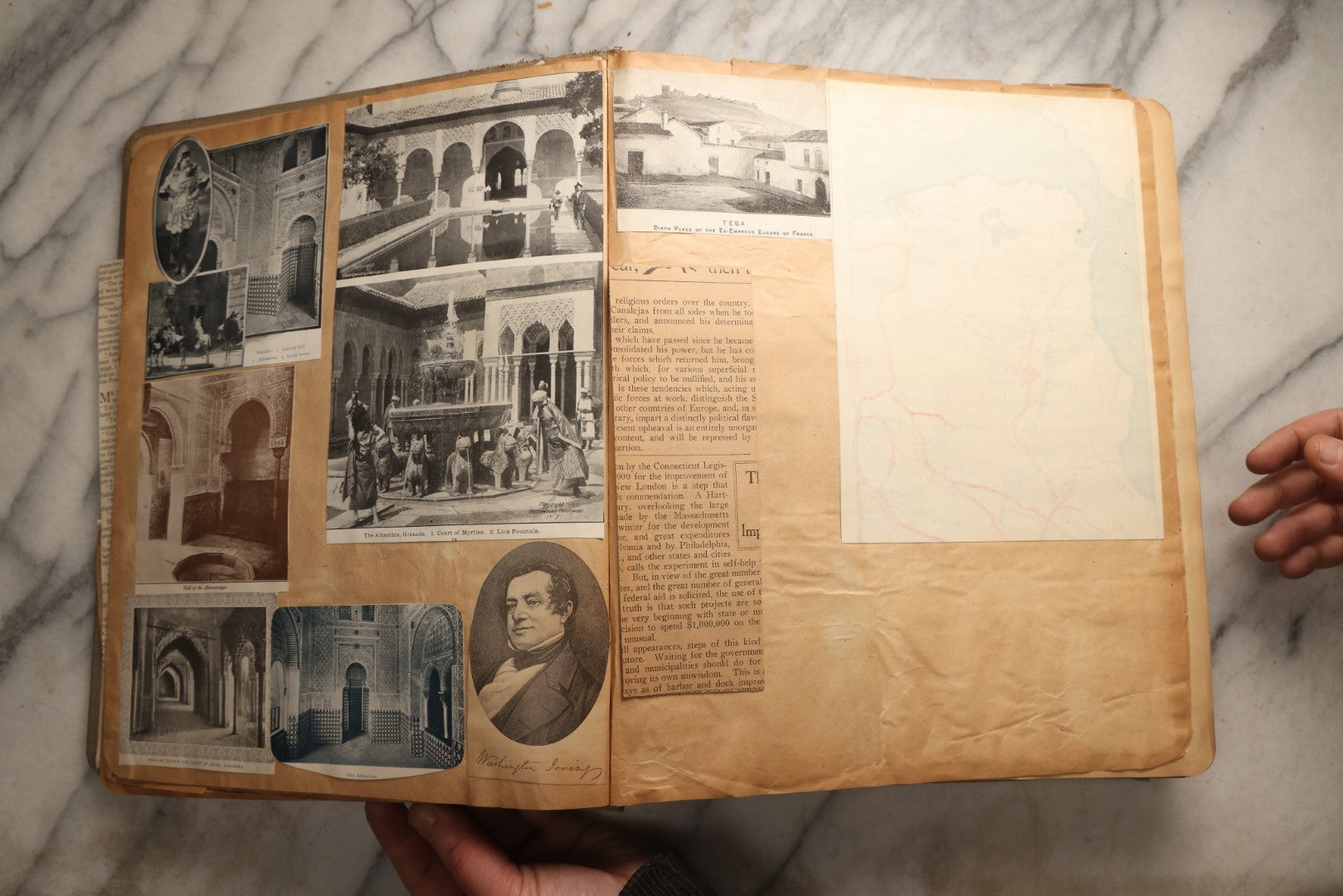 Lot 098 - Antique Scrapbook With Spain, Algeria, Greece, Syria, Italy, And Switzerland Travel Ephemera, Pressed Flowers And Botanical Specimens Throughout, Circa 1911