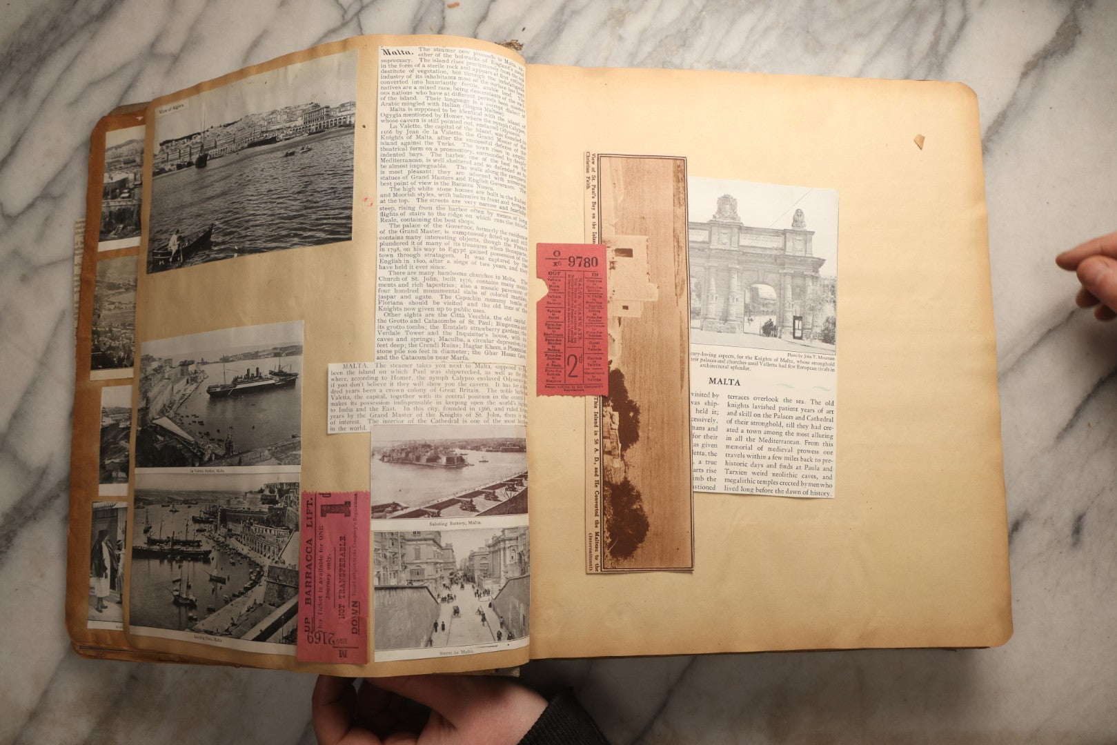 Lot 098 - Antique Scrapbook With Spain, Algeria, Greece, Syria, Italy, And Switzerland Travel Ephemera, Pressed Flowers And Botanical Specimens Throughout, Circa 1911