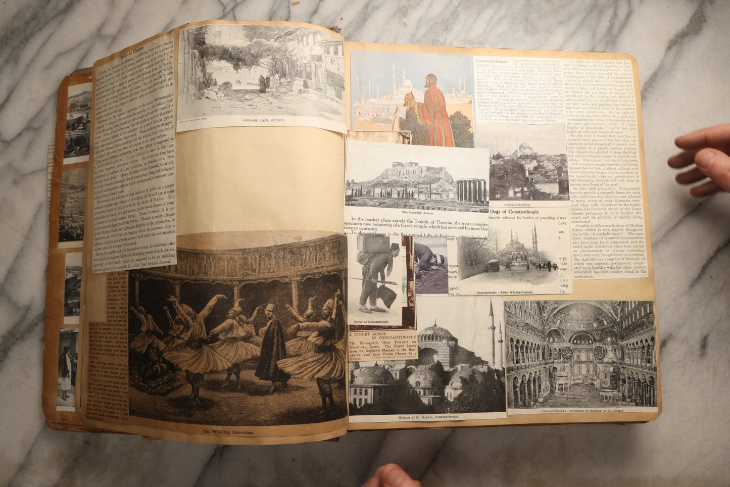 Lot 098 - Antique Scrapbook With Spain, Algeria, Greece, Syria, Italy, And Switzerland Travel Ephemera, Pressed Flowers And Botanical Specimens Throughout, Circa 1911