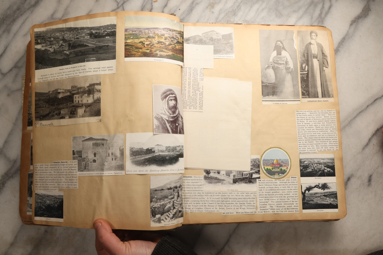 Lot 098 - Antique Scrapbook With Spain, Algeria, Greece, Syria, Italy, And Switzerland Travel Ephemera, Pressed Flowers And Botanical Specimens Throughout, Circa 1911