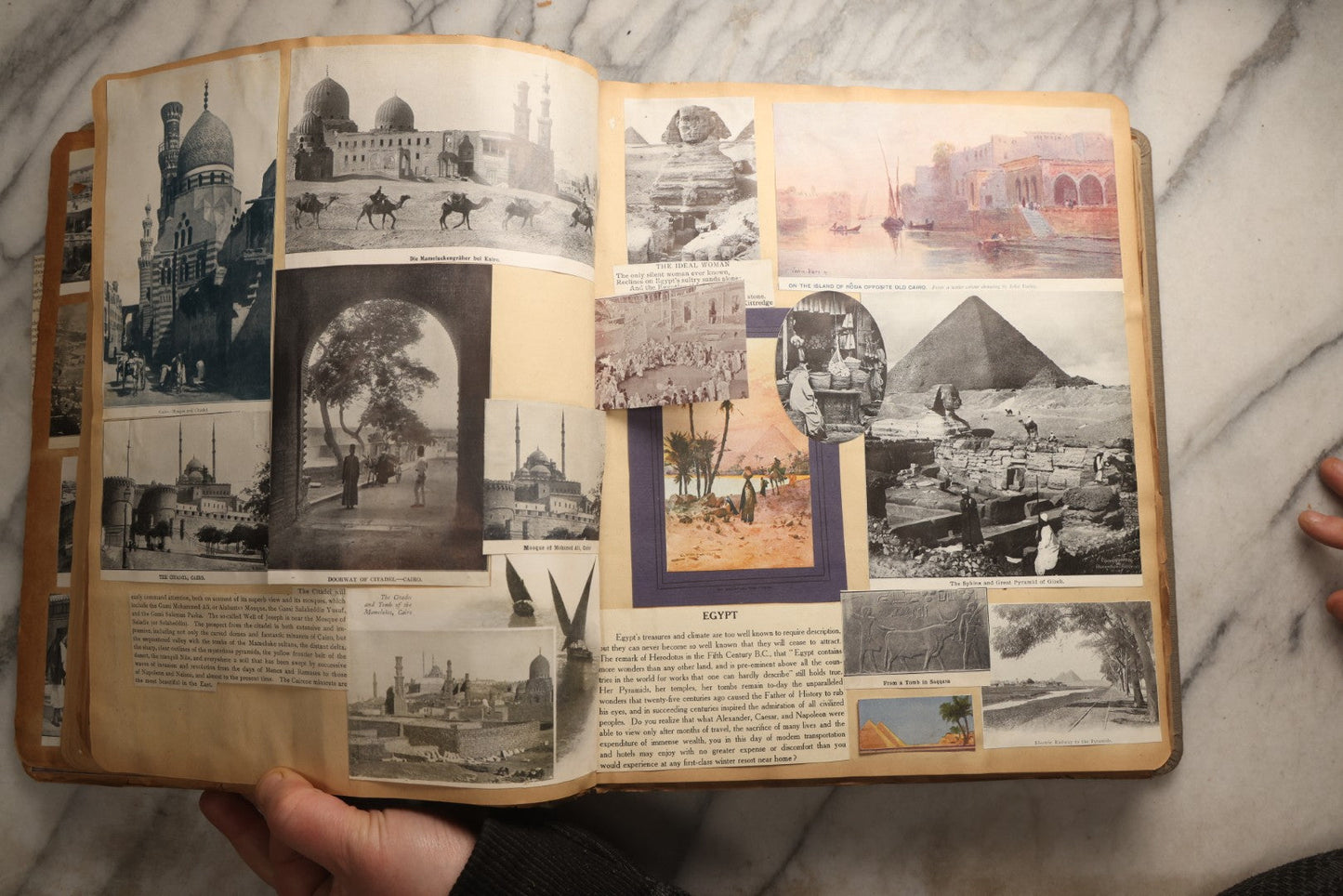 Lot 098 - Antique Scrapbook With Spain, Algeria, Greece, Syria, Italy, And Switzerland Travel Ephemera, Pressed Flowers And Botanical Specimens Throughout, Circa 1911