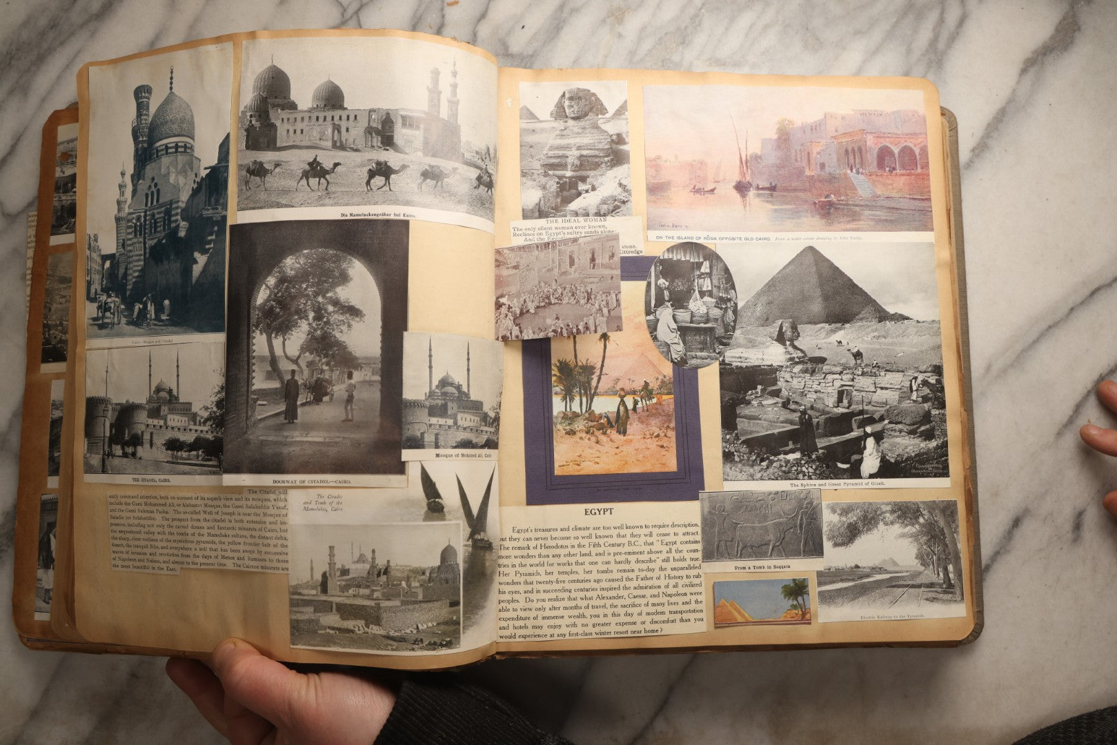 Lot 098 - Antique Scrapbook With Spain, Algeria, Greece, Syria, Italy, And Switzerland Travel Ephemera, Pressed Flowers And Botanical Specimens Throughout, Circa 1911