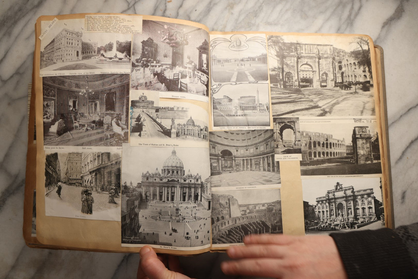 Lot 098 - Antique Scrapbook With Spain, Algeria, Greece, Syria, Italy, And Switzerland Travel Ephemera, Pressed Flowers And Botanical Specimens Throughout, Circa 1911