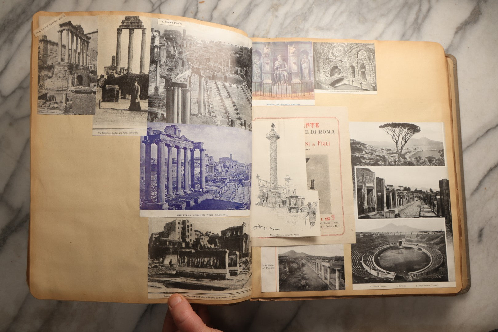 Lot 098 - Antique Scrapbook With Spain, Algeria, Greece, Syria, Italy, And Switzerland Travel Ephemera, Pressed Flowers And Botanical Specimens Throughout, Circa 1911