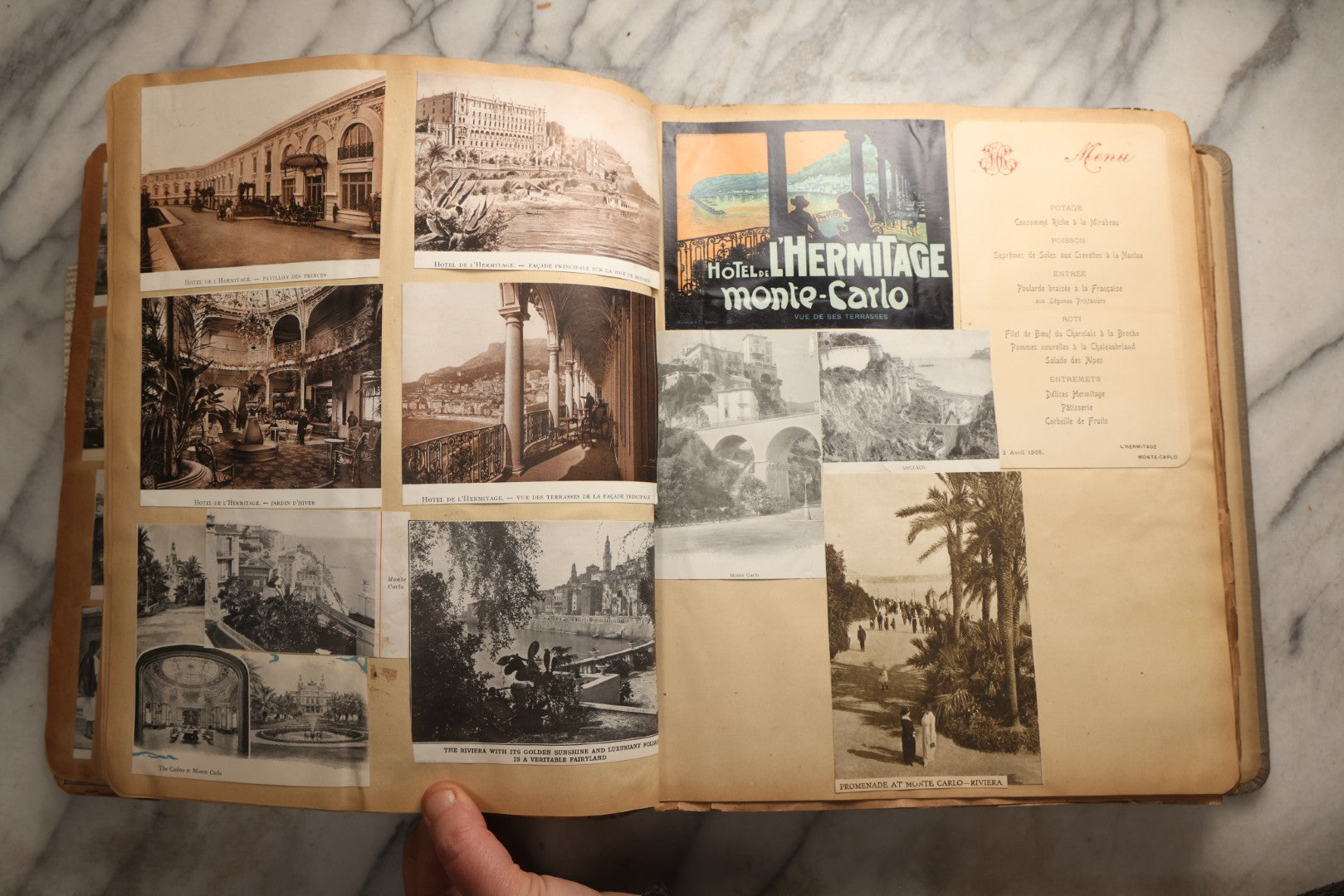 Lot 098 - Antique Scrapbook With Spain, Algeria, Greece, Syria, Italy, And Switzerland Travel Ephemera, Pressed Flowers And Botanical Specimens Throughout, Circa 1911