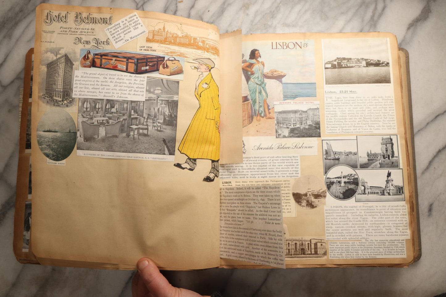 Lot 098 - Antique Scrapbook With Spain, Algeria, Greece, Syria, Italy, And Switzerland Travel Ephemera, Pressed Flowers And Botanical Specimens Throughout, Circa 1911