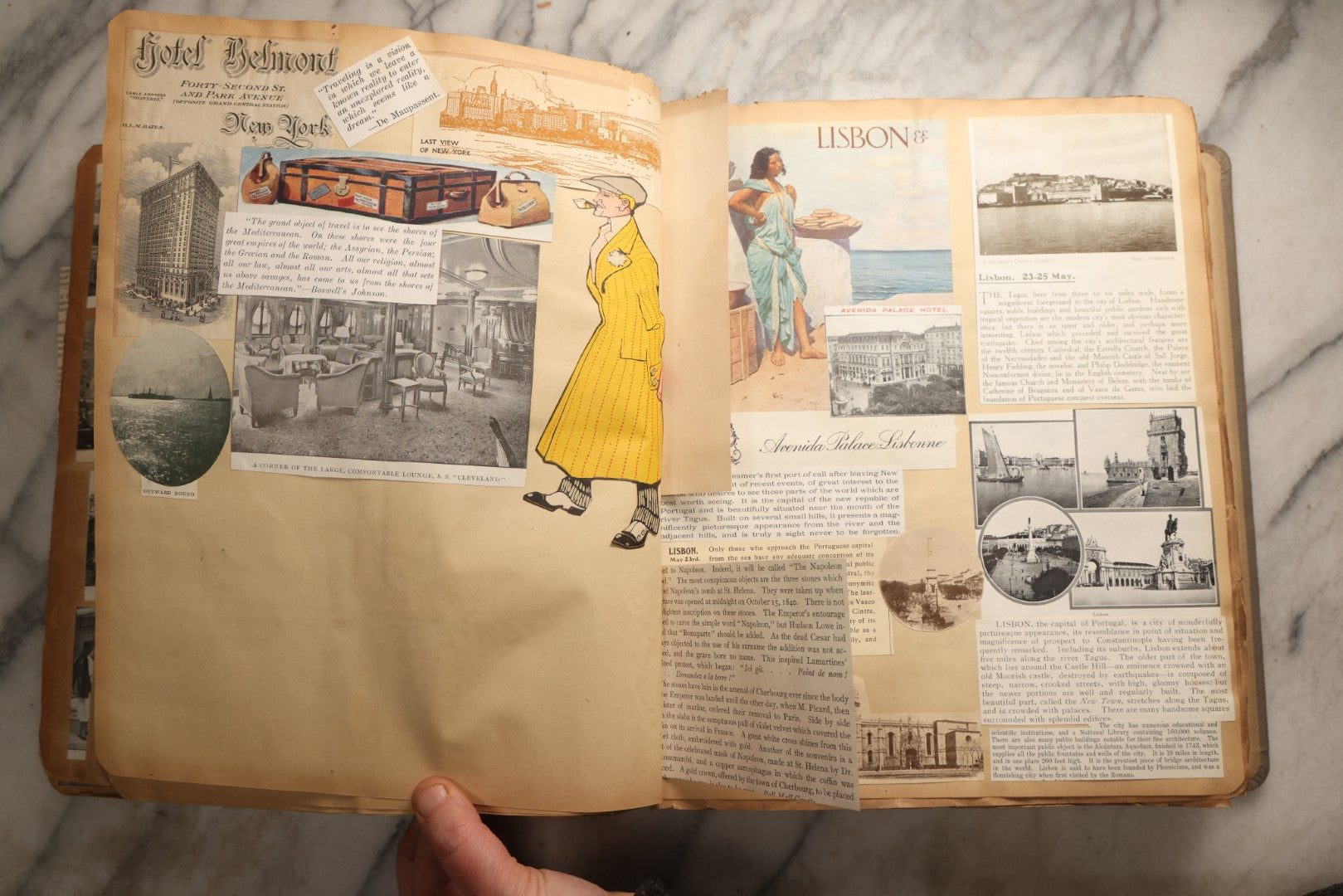 Lot 098 - Antique Scrapbook With Spain, Algeria, Greece, Syria, Italy, And Switzerland Travel Ephemera, Pressed Flowers And Botanical Specimens Throughout, Circa 1911