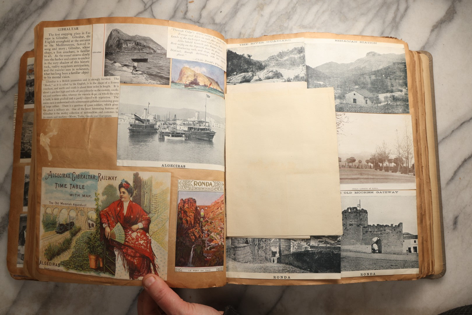 Lot 098 - Antique Scrapbook With Spain, Algeria, Greece, Syria, Italy, And Switzerland Travel Ephemera, Pressed Flowers And Botanical Specimens Throughout, Circa 1911