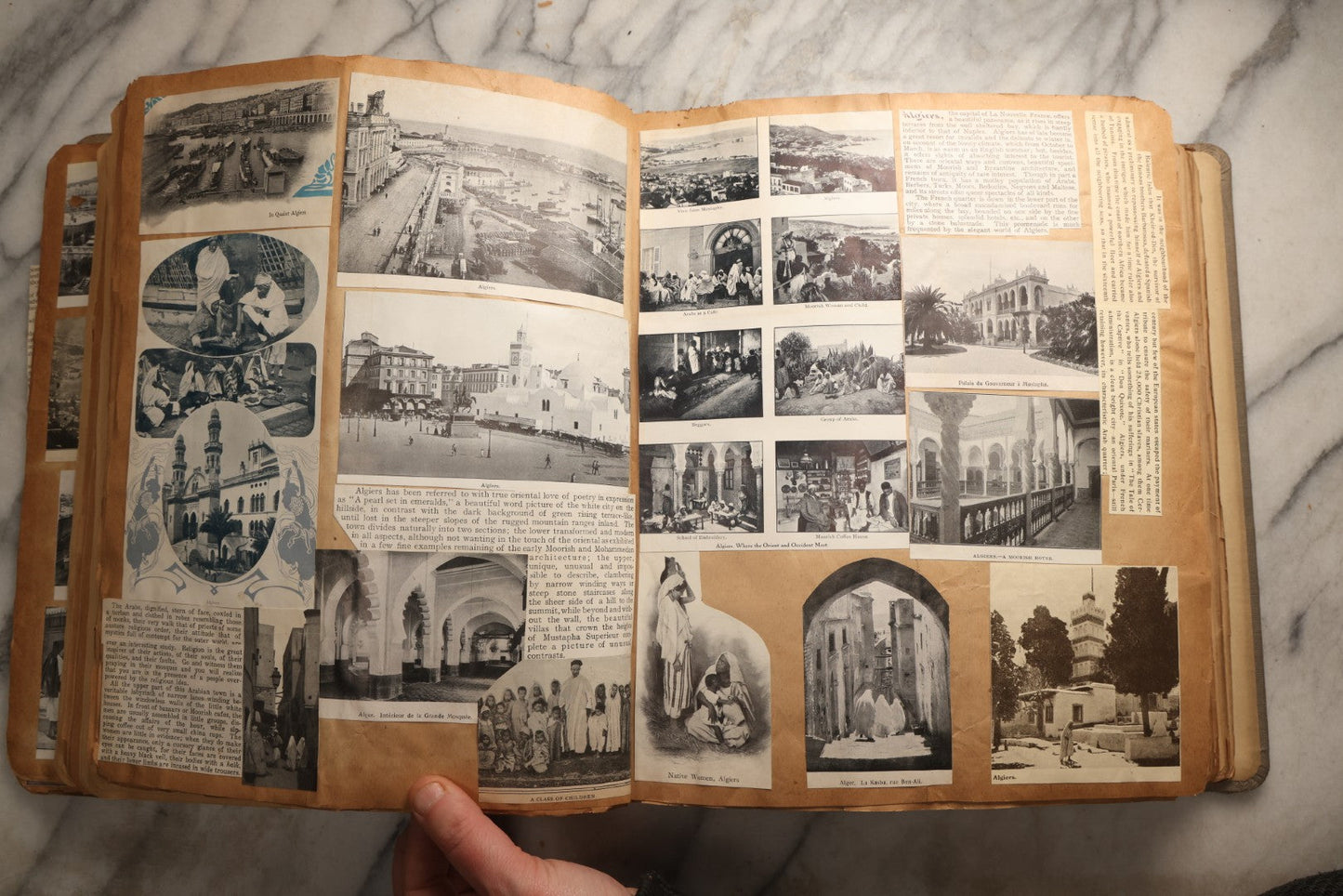 Lot 098 - Antique Scrapbook With Spain, Algeria, Greece, Syria, Italy, And Switzerland Travel Ephemera, Pressed Flowers And Botanical Specimens Throughout, Circa 1911