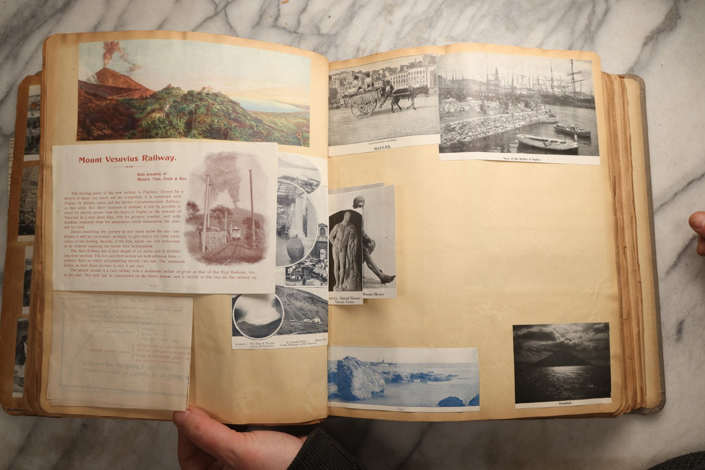 Lot 098 - Antique Scrapbook With Spain, Algeria, Greece, Syria, Italy, And Switzerland Travel Ephemera, Pressed Flowers And Botanical Specimens Throughout, Circa 1911