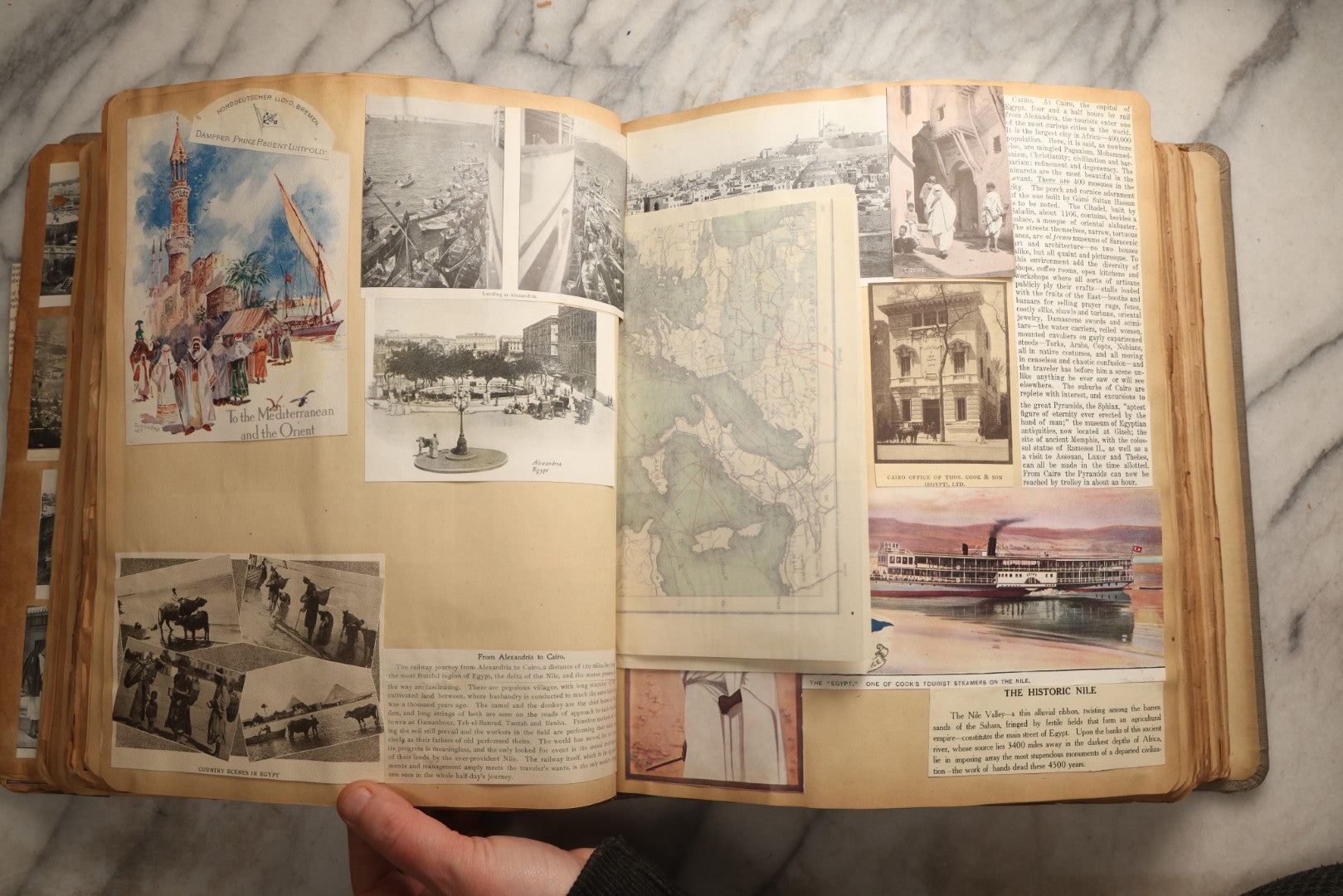 Lot 098 - Antique Scrapbook With Spain, Algeria, Greece, Syria, Italy, And Switzerland Travel Ephemera, Pressed Flowers And Botanical Specimens Throughout, Circa 1911