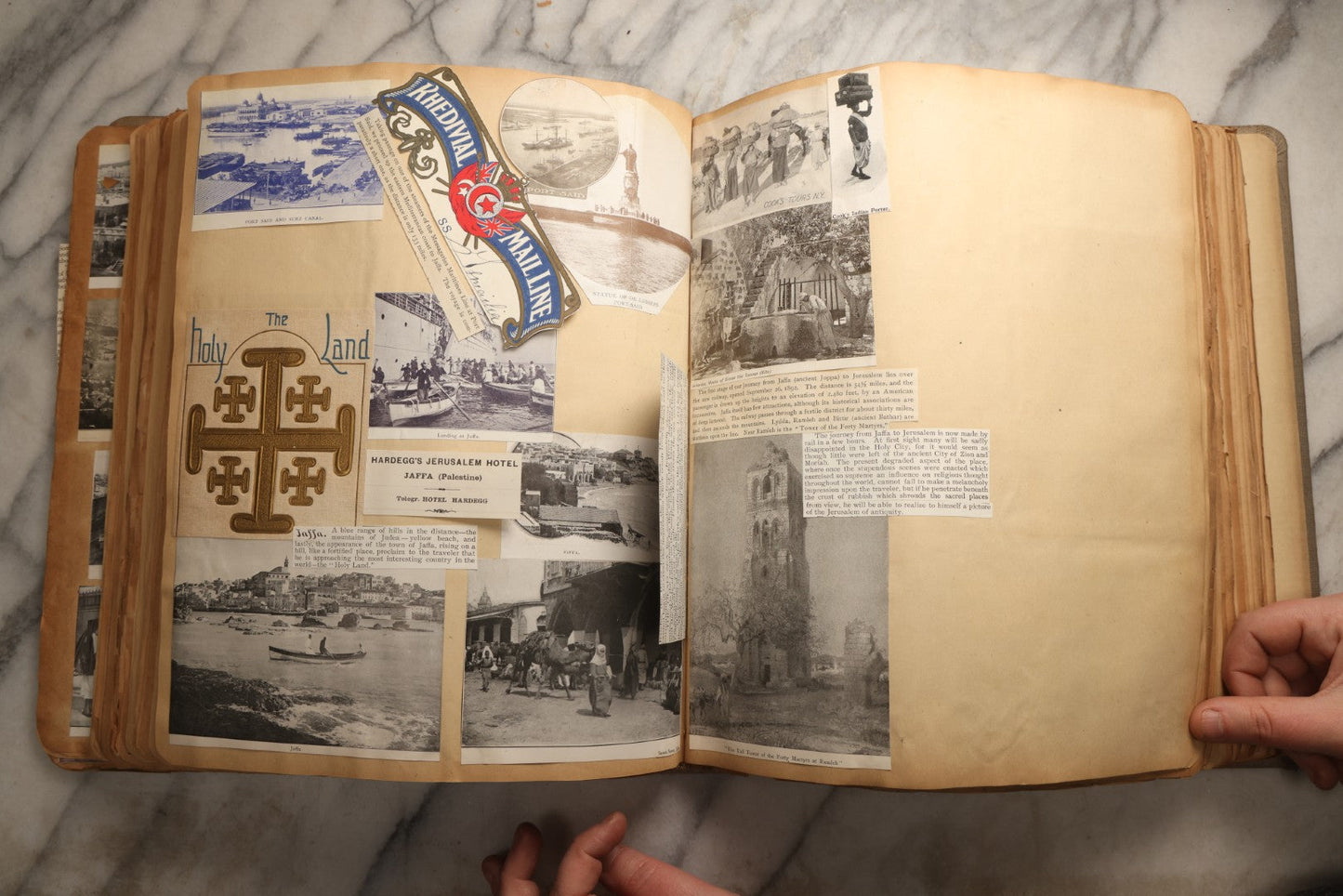 Lot 098 - Antique Scrapbook With Spain, Algeria, Greece, Syria, Italy, And Switzerland Travel Ephemera, Pressed Flowers And Botanical Specimens Throughout, Circa 1911