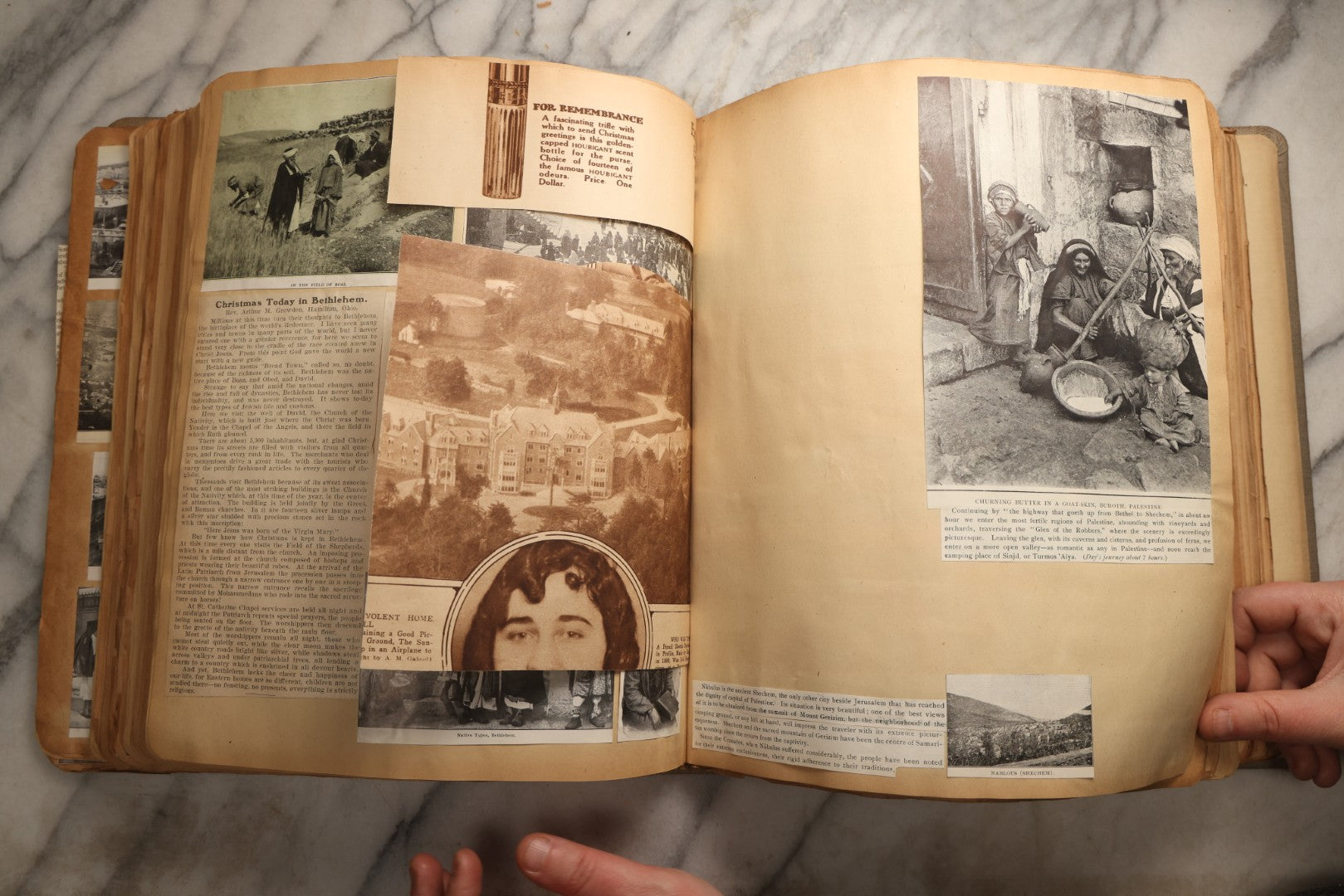 Lot 098 - Antique Scrapbook With Spain, Algeria, Greece, Syria, Italy, And Switzerland Travel Ephemera, Pressed Flowers And Botanical Specimens Throughout, Circa 1911