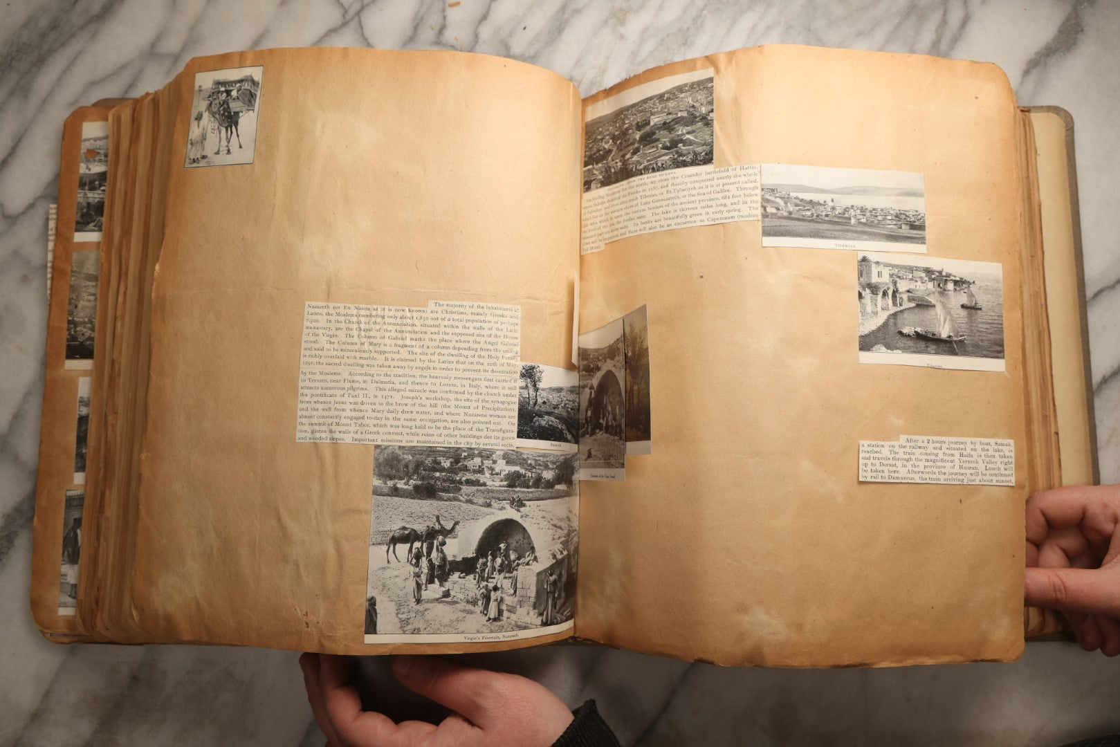 Lot 098 - Antique Scrapbook With Spain, Algeria, Greece, Syria, Italy, And Switzerland Travel Ephemera, Pressed Flowers And Botanical Specimens Throughout, Circa 1911