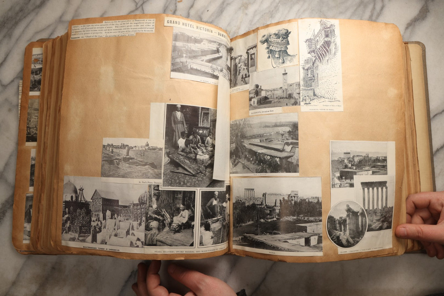 Lot 098 - Antique Scrapbook With Spain, Algeria, Greece, Syria, Italy, And Switzerland Travel Ephemera, Pressed Flowers And Botanical Specimens Throughout, Circa 1911