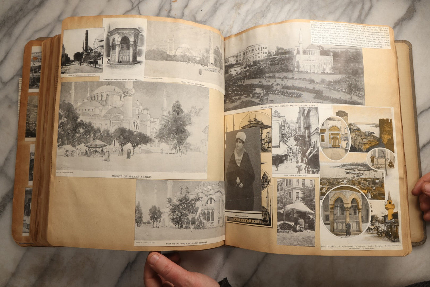 Lot 098 - Antique Scrapbook With Spain, Algeria, Greece, Syria, Italy, And Switzerland Travel Ephemera, Pressed Flowers And Botanical Specimens Throughout, Circa 1911