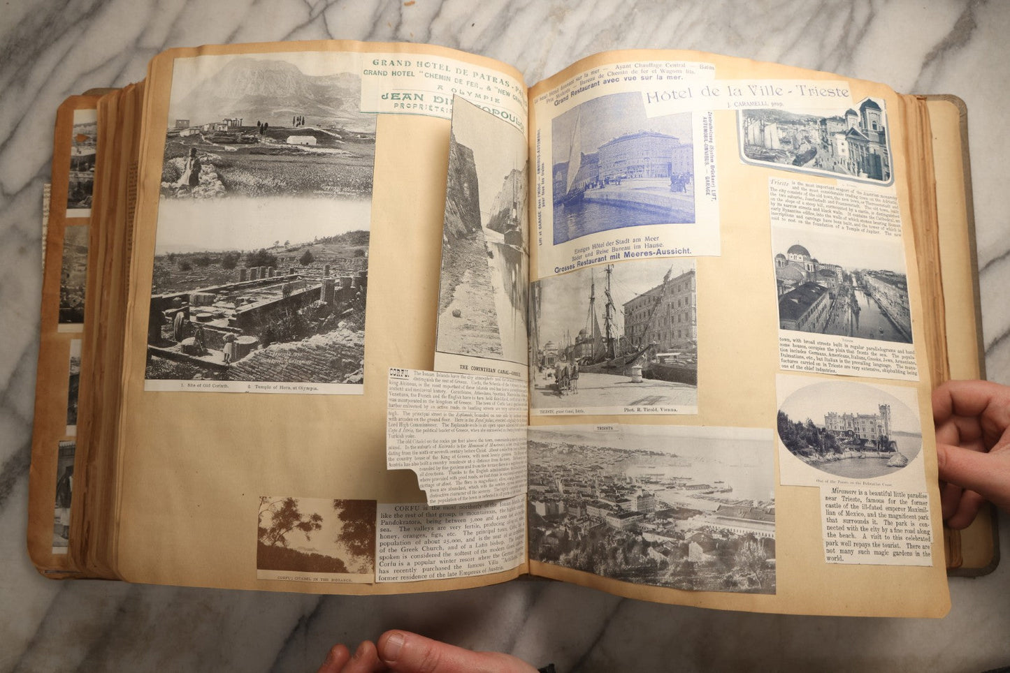 Lot 098 - Antique Scrapbook With Spain, Algeria, Greece, Syria, Italy, And Switzerland Travel Ephemera, Pressed Flowers And Botanical Specimens Throughout, Circa 1911