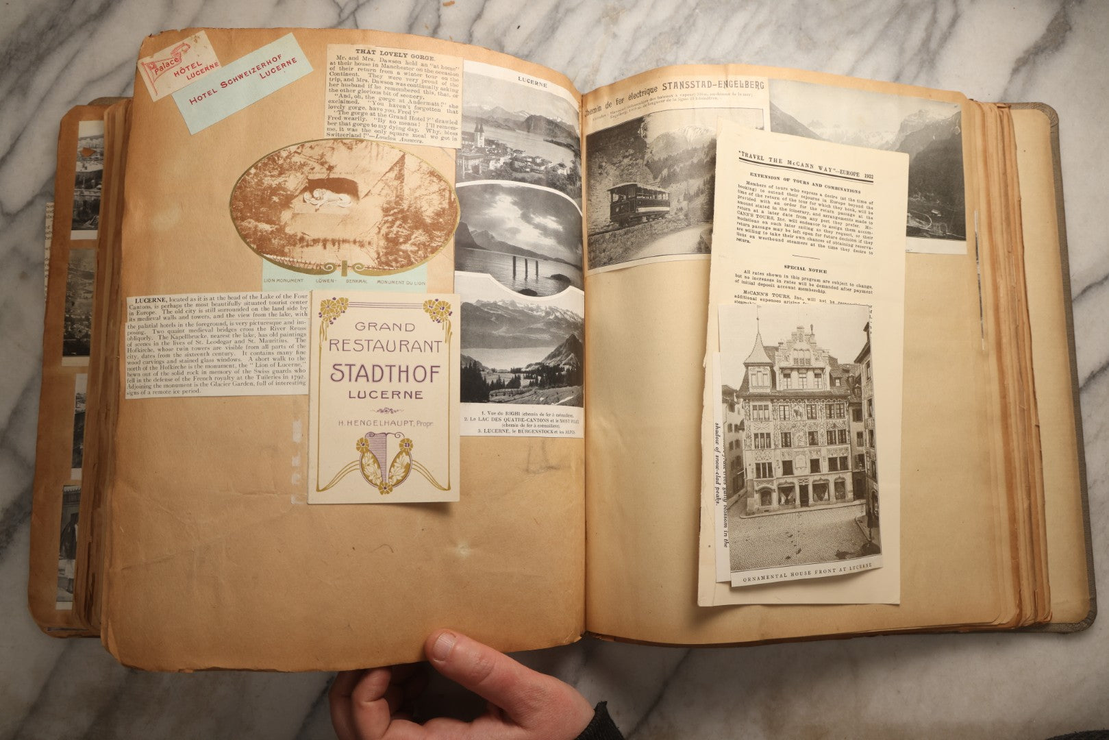 Lot 098 - Antique Scrapbook With Spain, Algeria, Greece, Syria, Italy, And Switzerland Travel Ephemera, Pressed Flowers And Botanical Specimens Throughout, Circa 1911