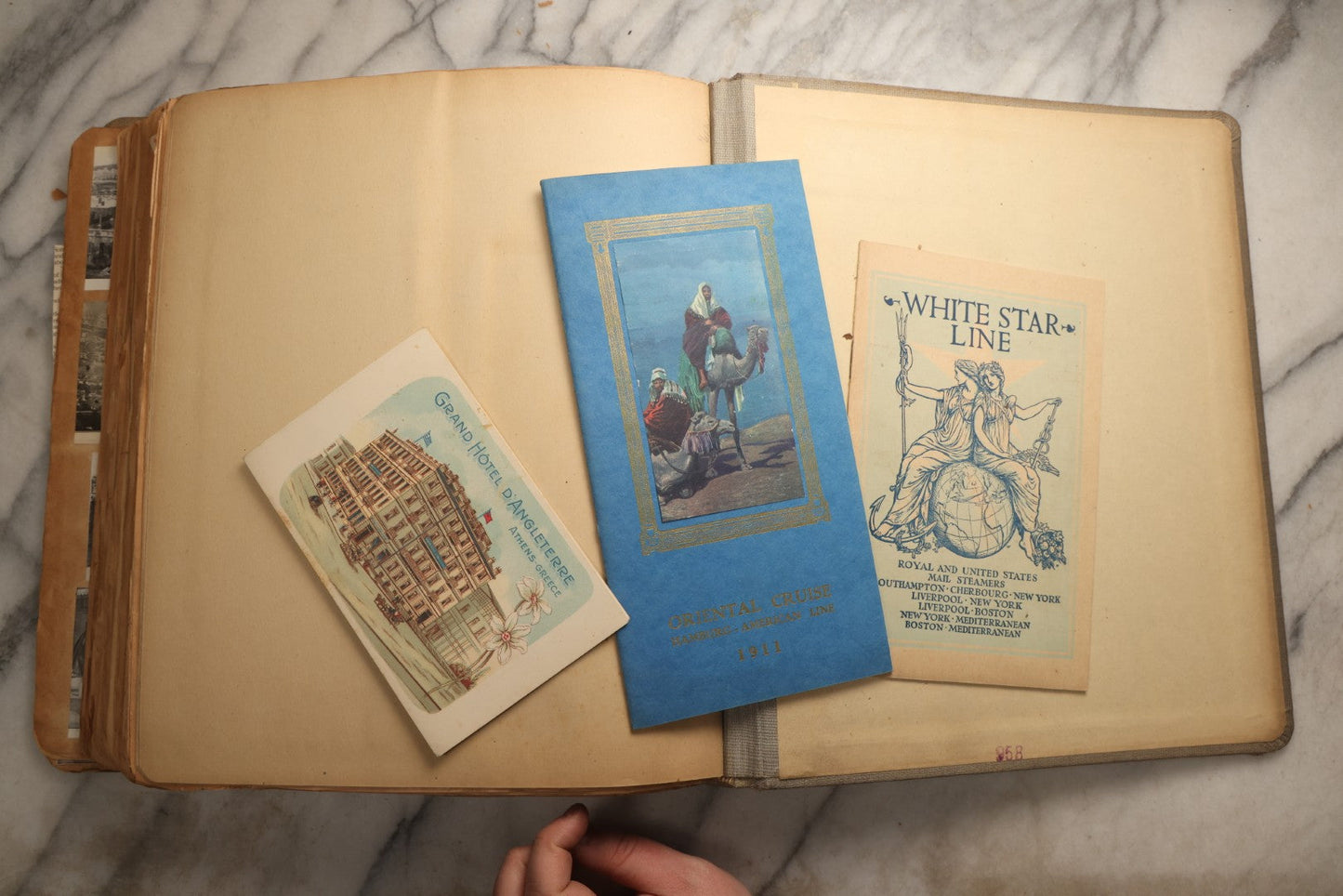 Lot 098 - Antique Scrapbook With Spain, Algeria, Greece, Syria, Italy, And Switzerland Travel Ephemera, Pressed Flowers And Botanical Specimens Throughout, Circa 1911