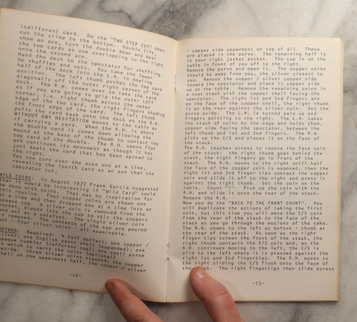 Lot 107 - Grouping Of Five Vintage Magic Paperbacks And Booklets Including "The Close-Up Magician," "Stand Up Close," "French's Manipulative Magic With Additions," "More Card Manipulations" By Jean Hugard, And "Paul Rosini Magical Gems: A Memorial"