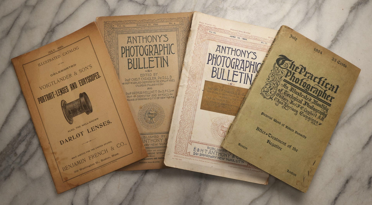 Lot 109 - Grouping Of Four Antique Photography Publications, 1892–1904, Including Anthony's Photographic Bulletin And Voigtländer Lens Catalogue